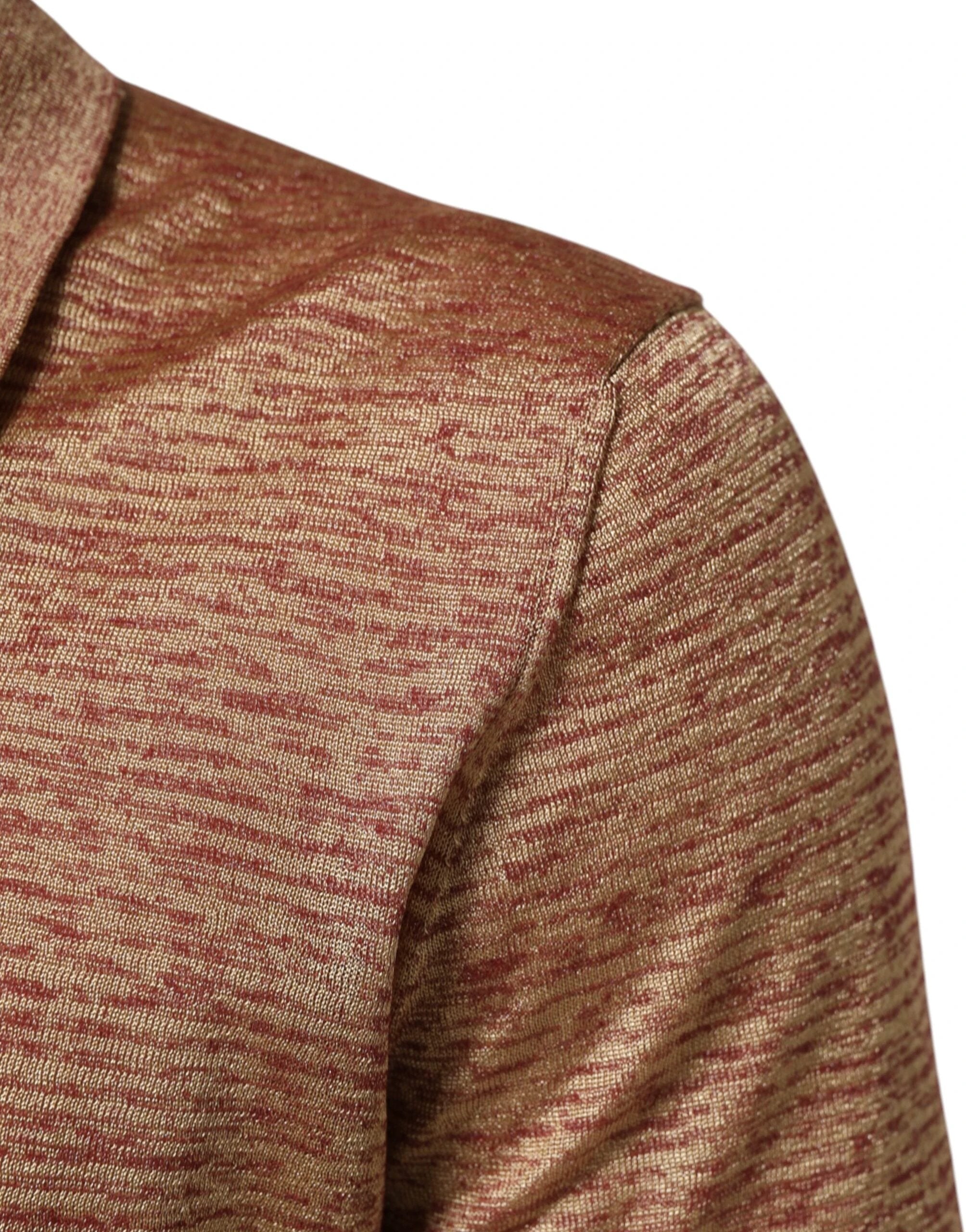Dolce & Gabbana Brown Silk Textured Short Sleeve Polo T-shirt by Dolce & Gabbana