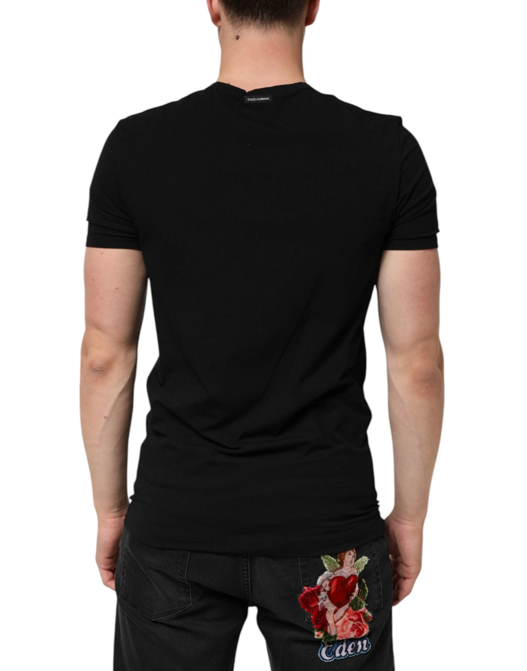 Dolce & Gabbana Black Cotton Slim Fit Men V-Neck Shirt T-shirt by Dolce & Gabbana