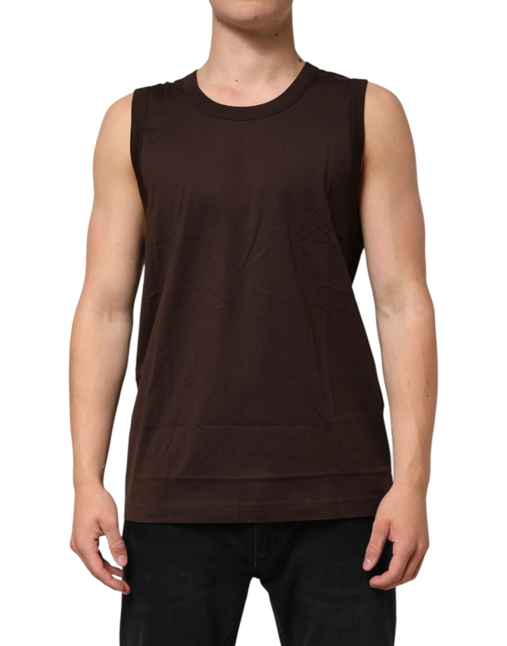 Dolce & Gabbana Brown Cotton Sleeveless Underwear Men Tank Top by Dolce & Gabbana