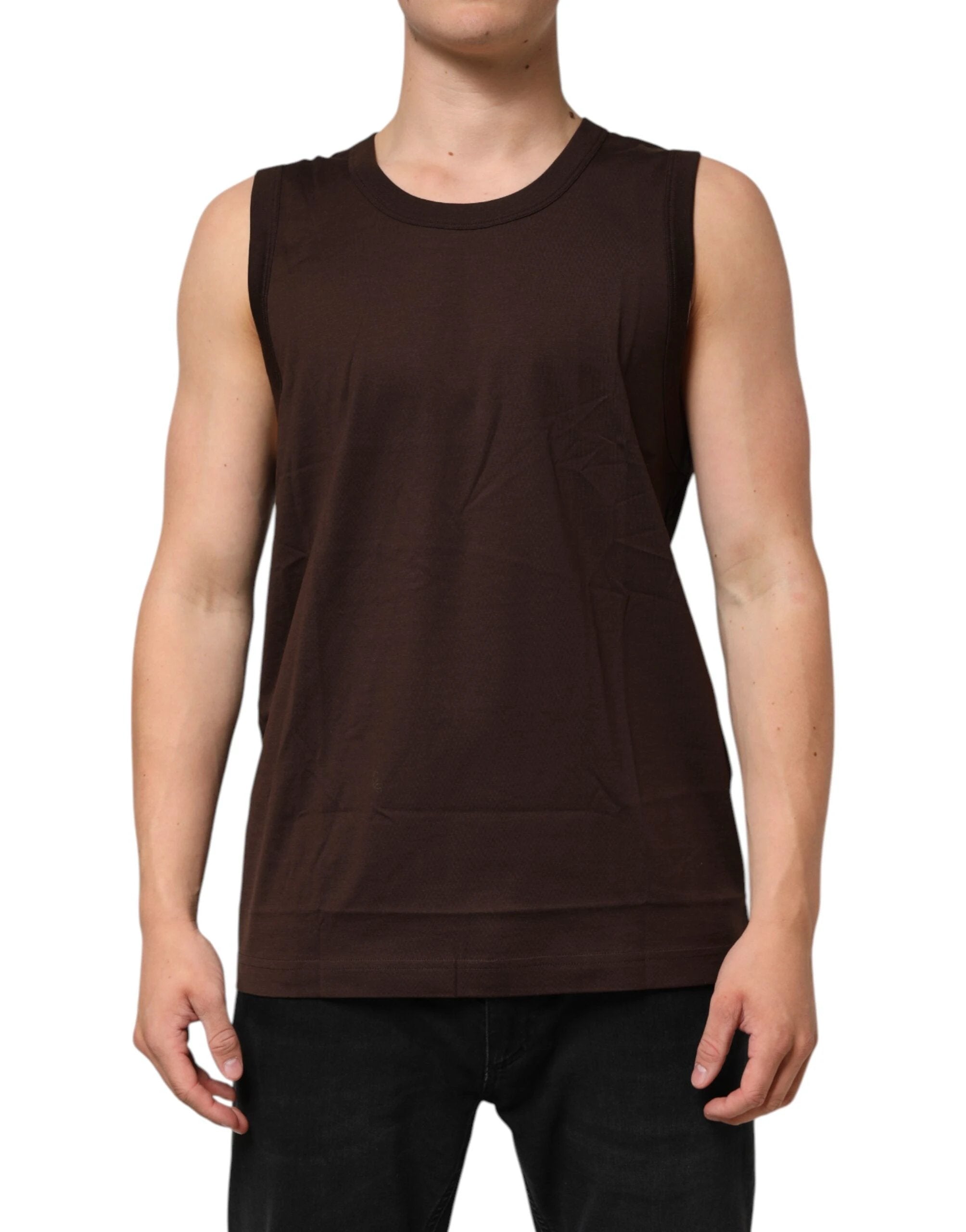 Dolce & Gabbana Brown Cotton Sleeveless Underwear Men Tank Top by Dolce & Gabbana