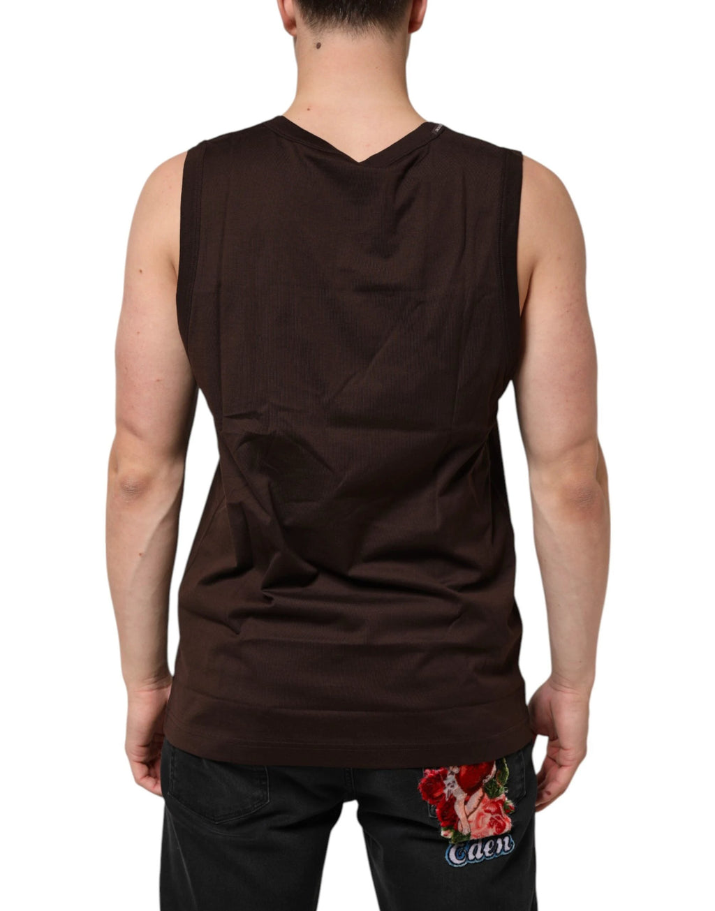 Dolce & Gabbana Brown Cotton Sleeveless Underwear Men Tank Top by Dolce & Gabbana