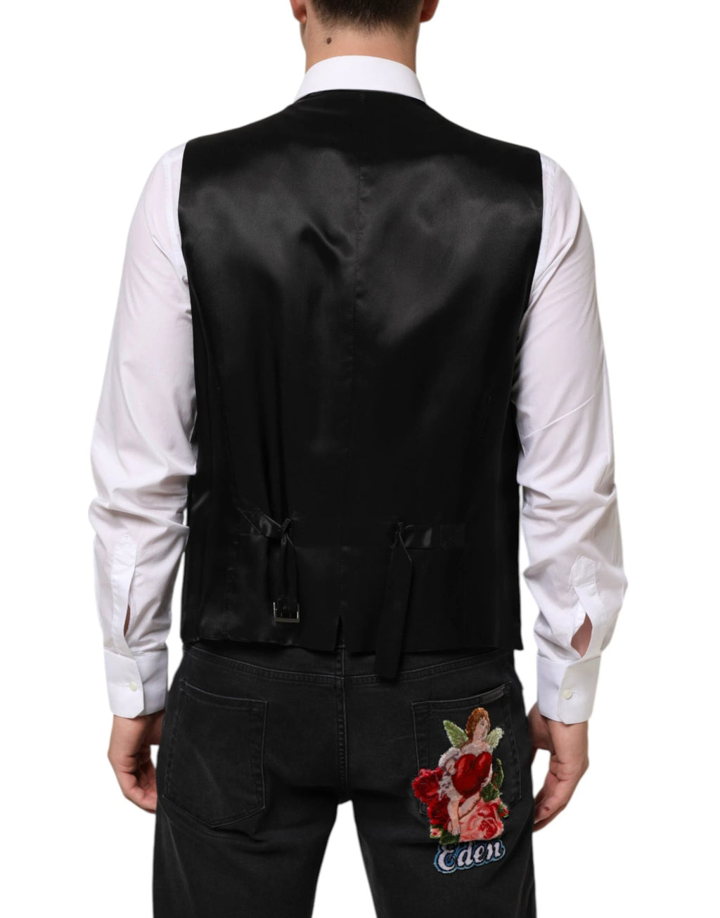 Dolce & Gabbana Black Wool Dress Formal Men Waistcoat Vest by Dolce & Gabbana
