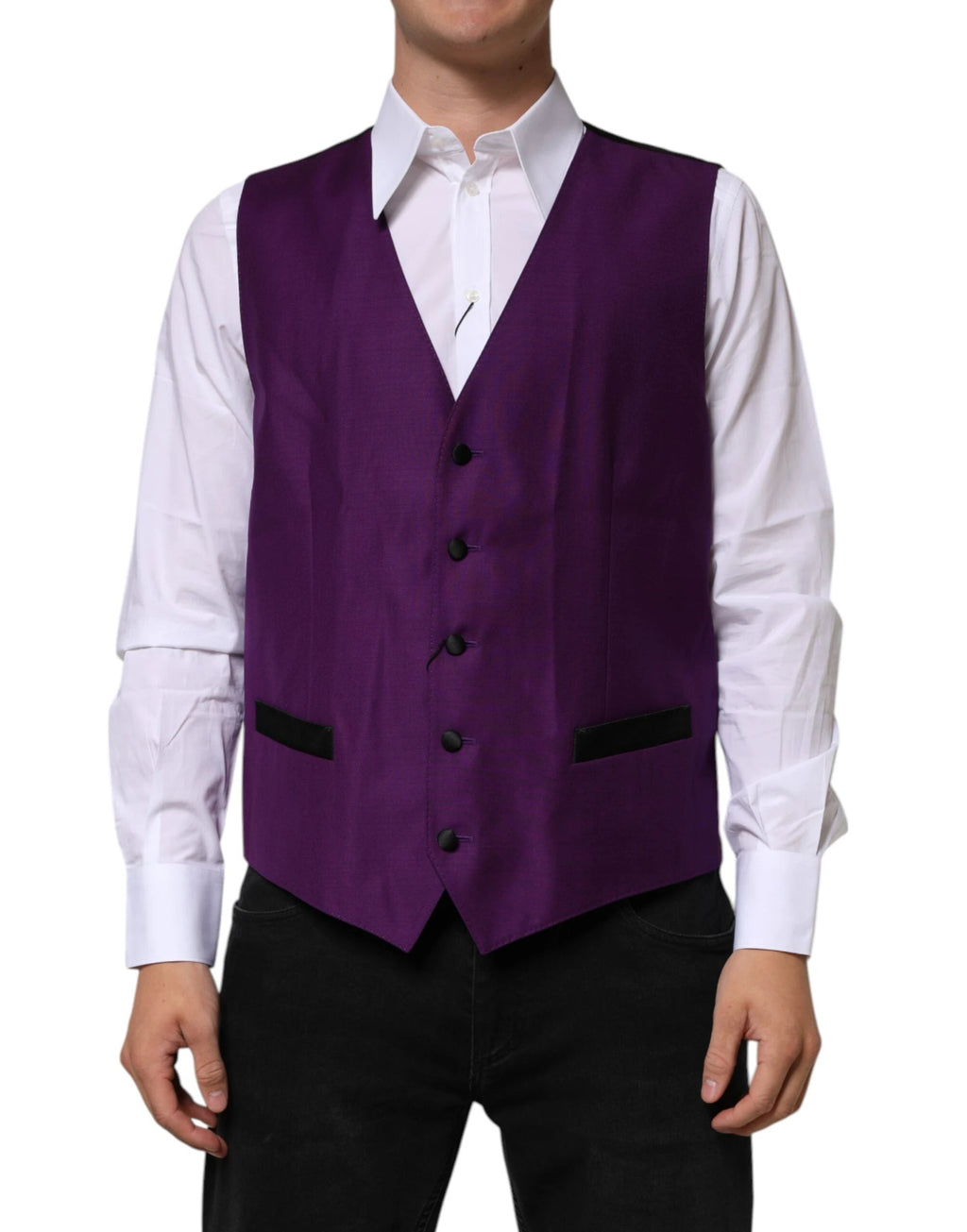 Dolce & Gabbana Purple Wool Dress Formal Waistcoat Vest by Dolce & Gabbana