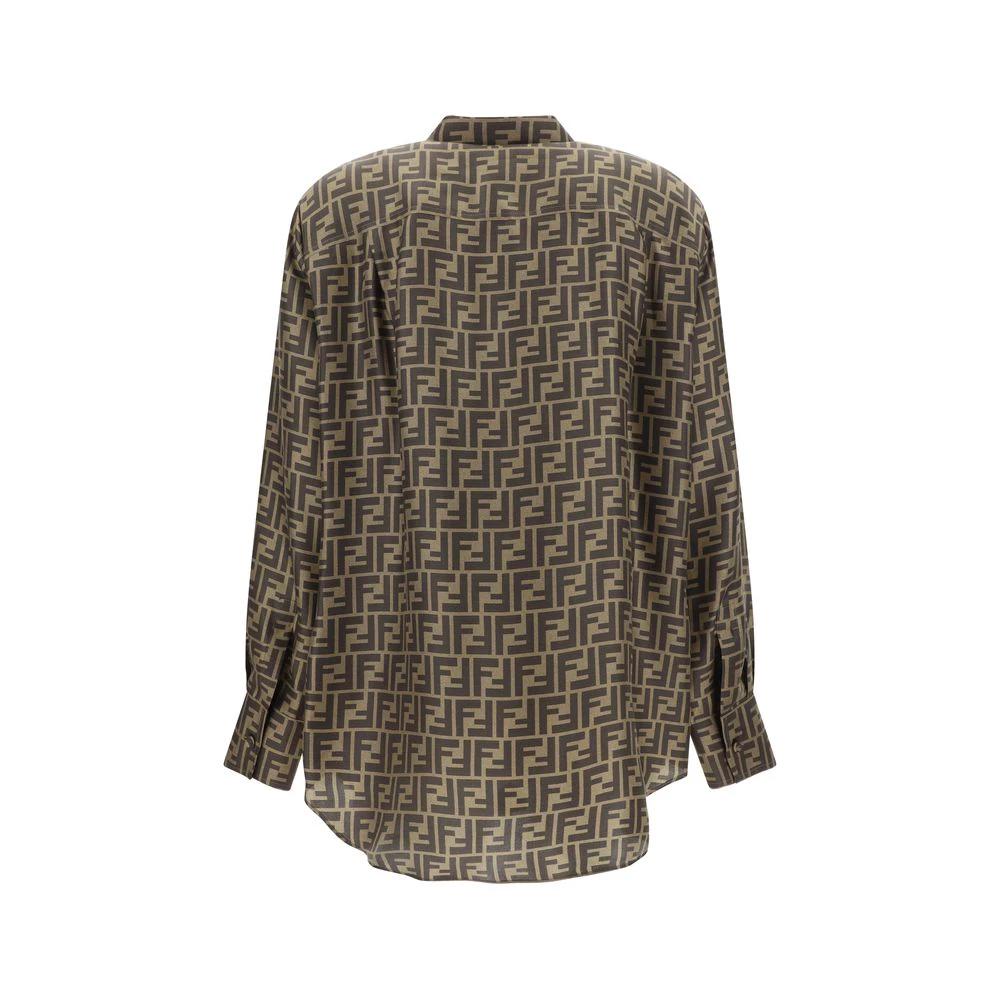 Fendi Brown Silk Pattern Shirt by Fendi