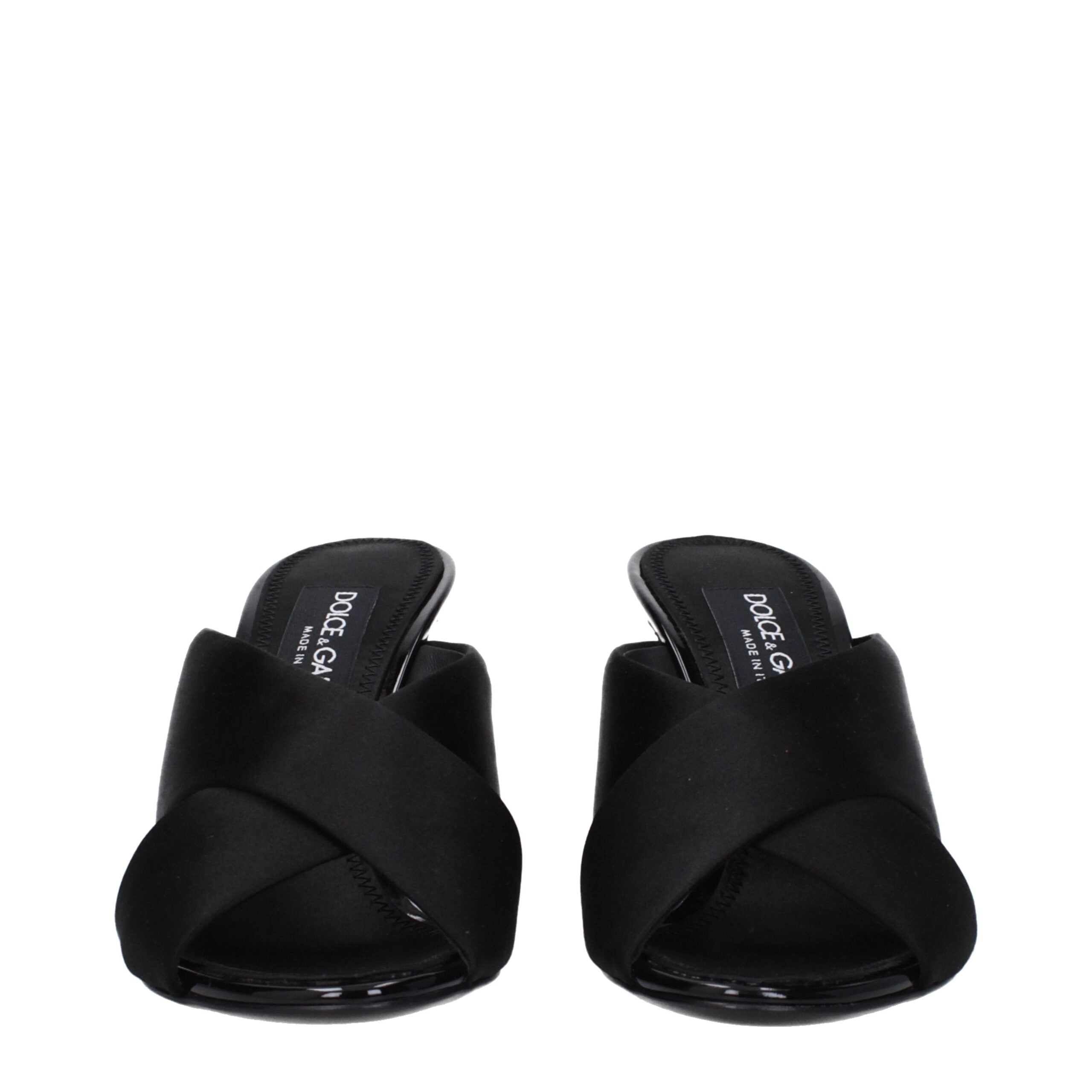 Sandales à talons aiguilles en satin noir Dolce &amp; Gabbana