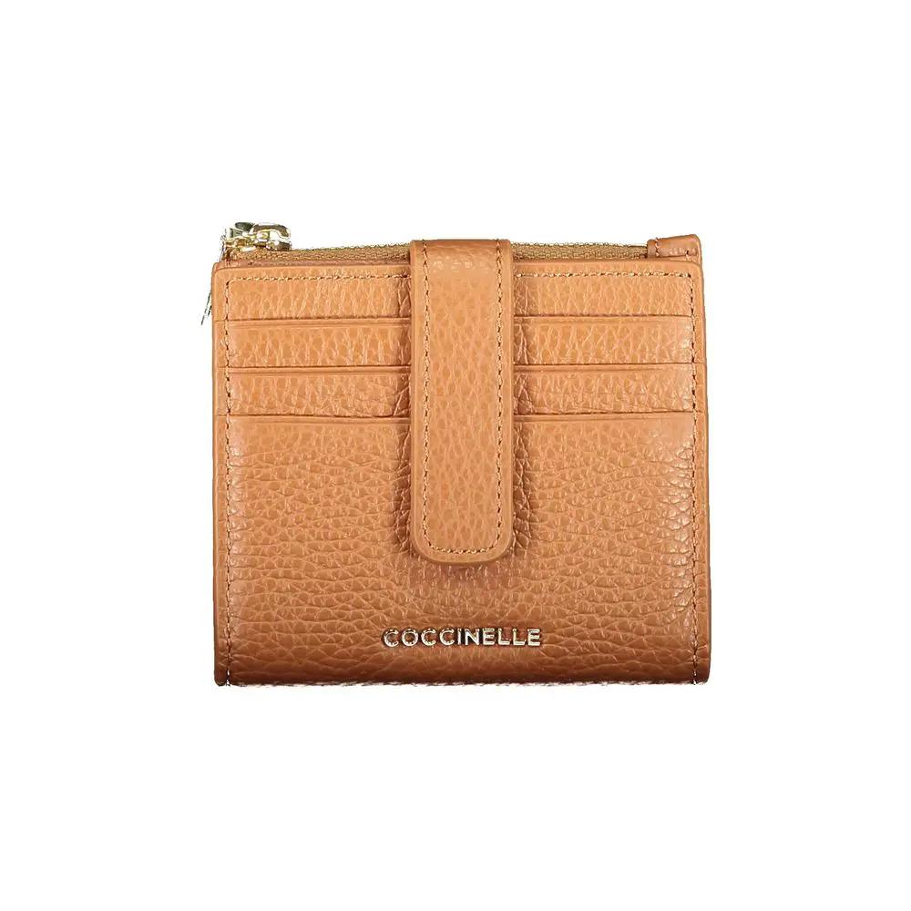 Portefeuille femme en cuir marron Coccinelle