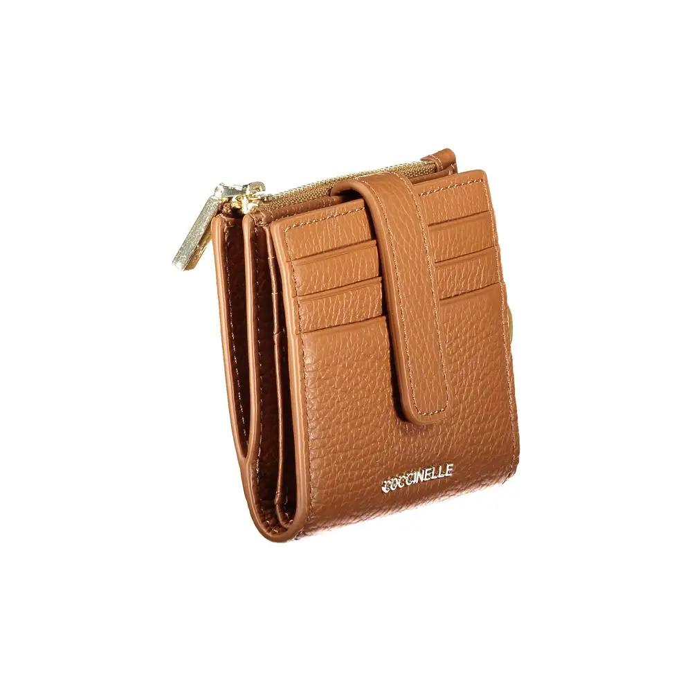 Portefeuille femme en cuir marron Coccinelle