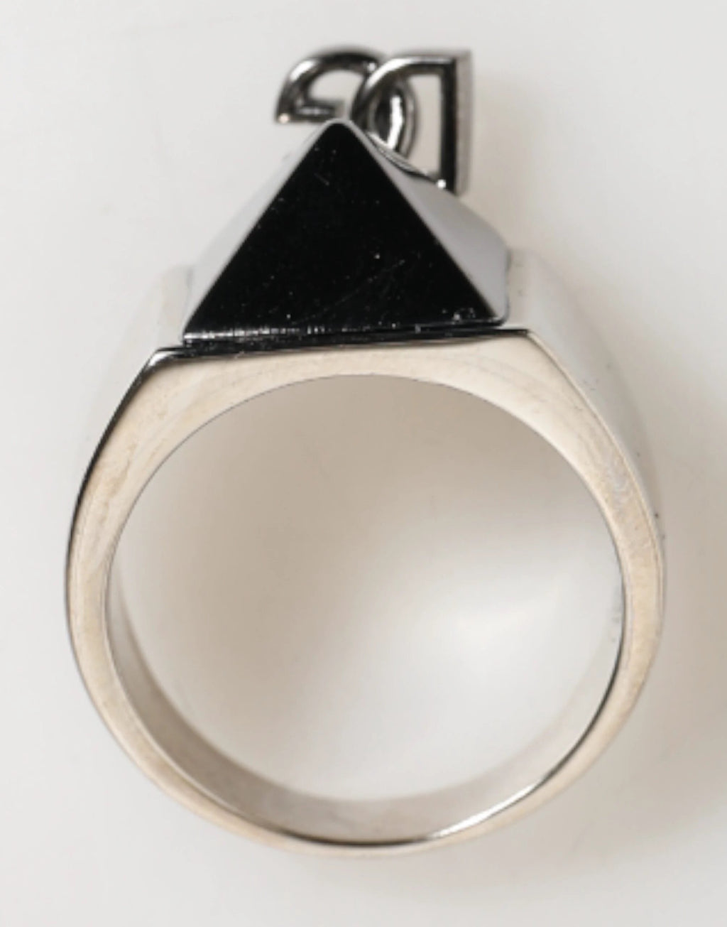 Dolce & Gabbana Silver Tone Pyramid DG Logo Real Brass Ring by Dolce & Gabbana