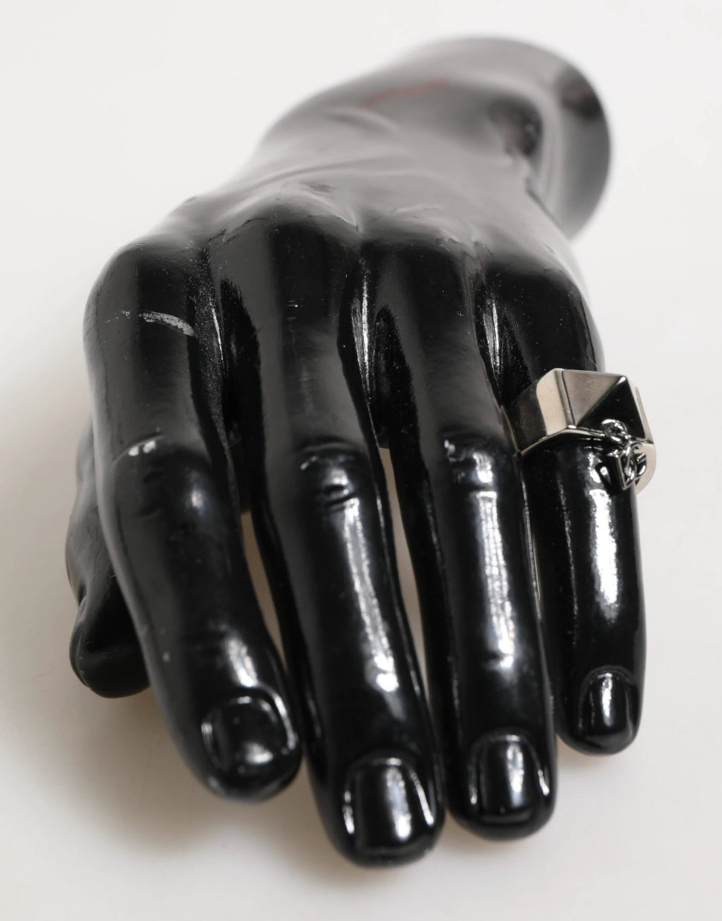 Dolce & Gabbana Silver Tone Pyramid DG Logo Real Brass Ring by Dolce & Gabbana