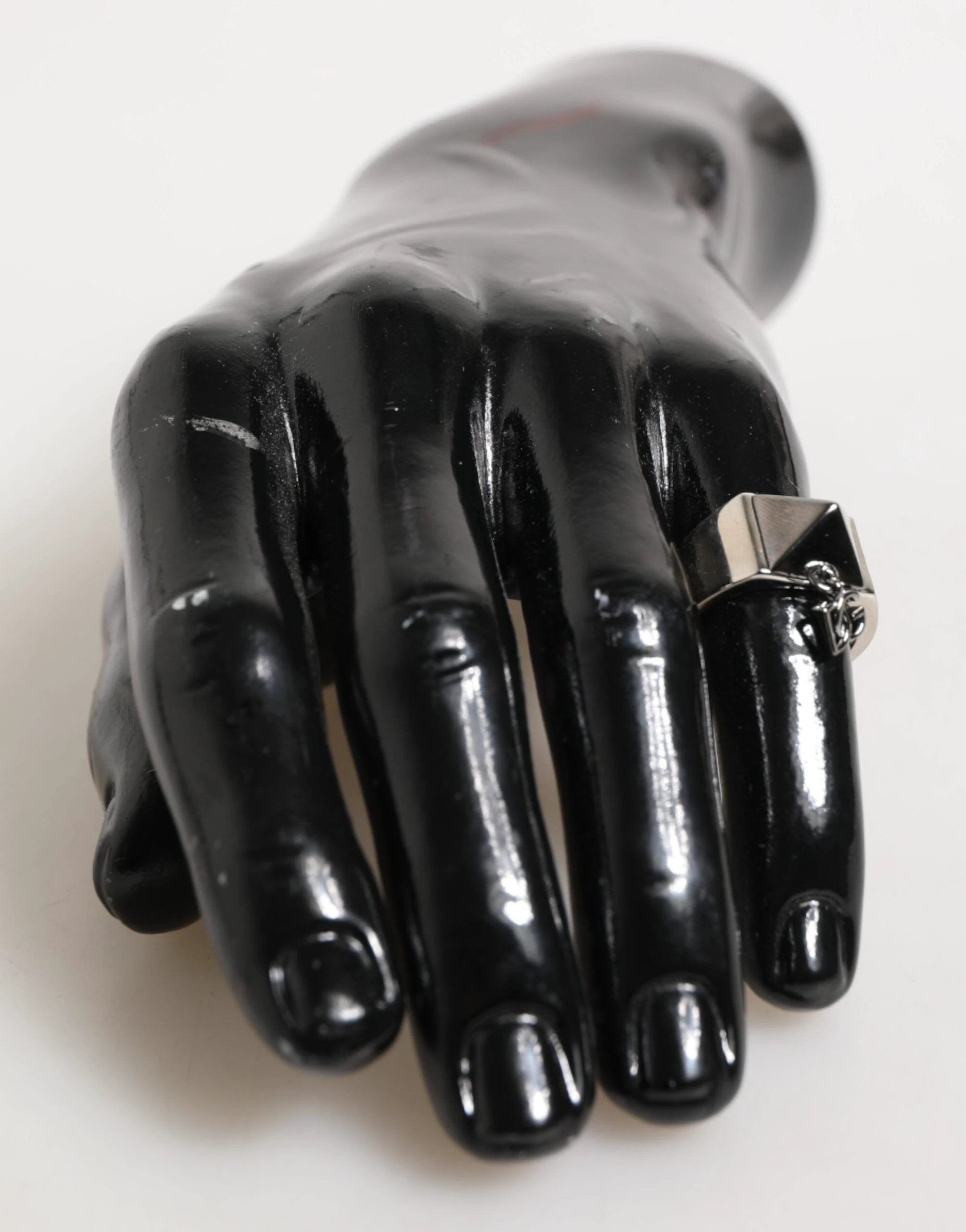 Dolce & Gabbana Silver Tone Pyramid DG Logo Real Brass Ring by Dolce & Gabbana