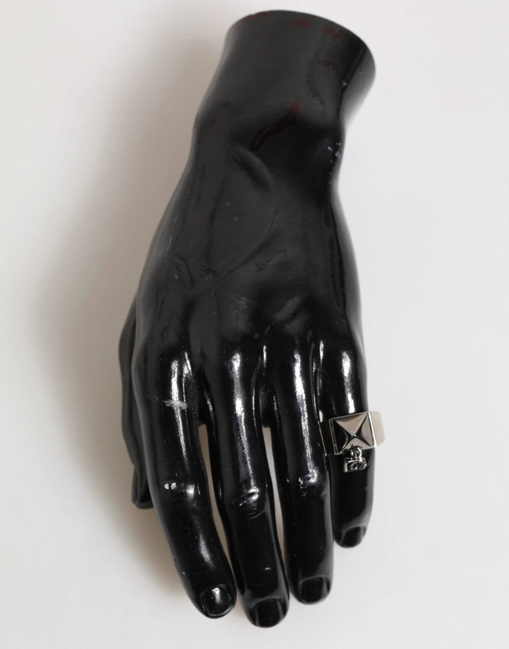 Dolce & Gabbana Silver Tone Pyramid DG Logo Real Brass Ring by Dolce & Gabbana