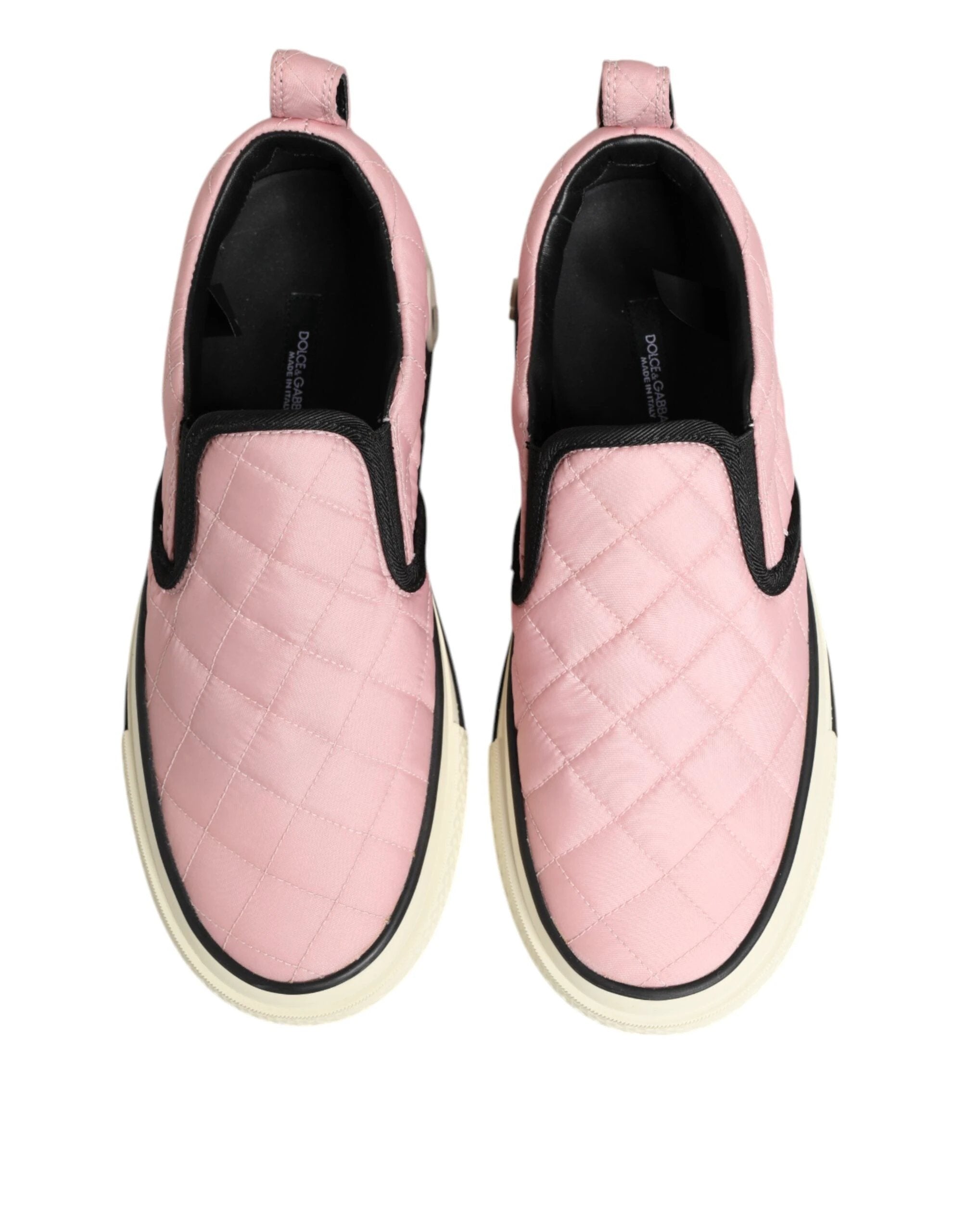Dolce & Gabbana Pink Quilted Nylon Slip-On Sneaker Shoes by Dolce & Gabbana