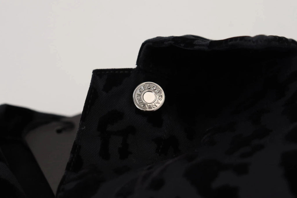 Dolce & Gabbana Cotton Black Leopard Long Sleeve Denim Jacket by Dolce & Gabbana