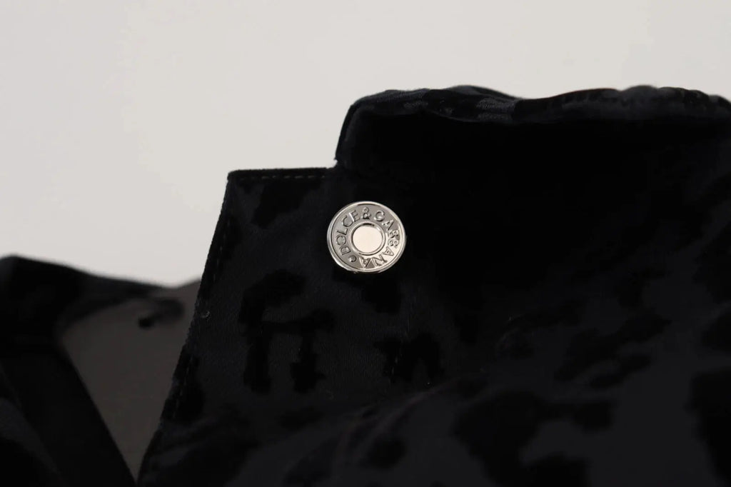 Dolce & Gabbana Cotton Black Leopard Long Sleeve Denim Jacket