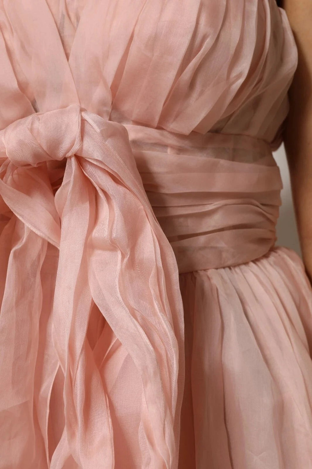 Dolce & Gabbana Pink Silk Chiffon A-line Pleated Midi Dress by Dolce & Gabbana