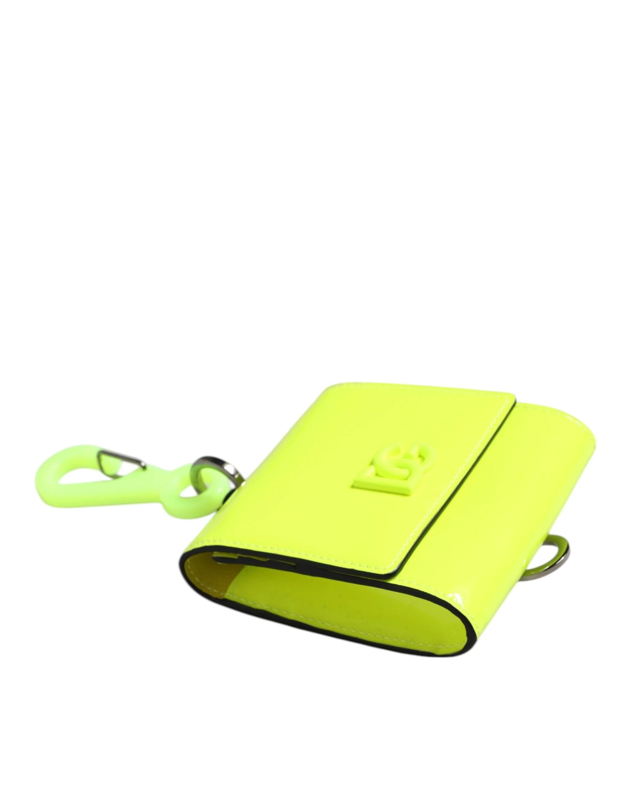 Dolce & Gabbana Yellow Green Bifold DG Logo Neck Strap Cardholder Wallet by Dolce & Gabbana