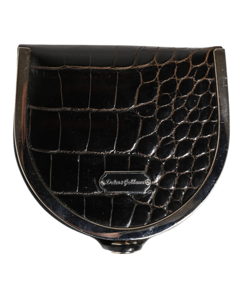 Dolce & Gabbana Black Polished Crocodile Leather Mens Coin Purse Wallet by Dolce & Gabbana