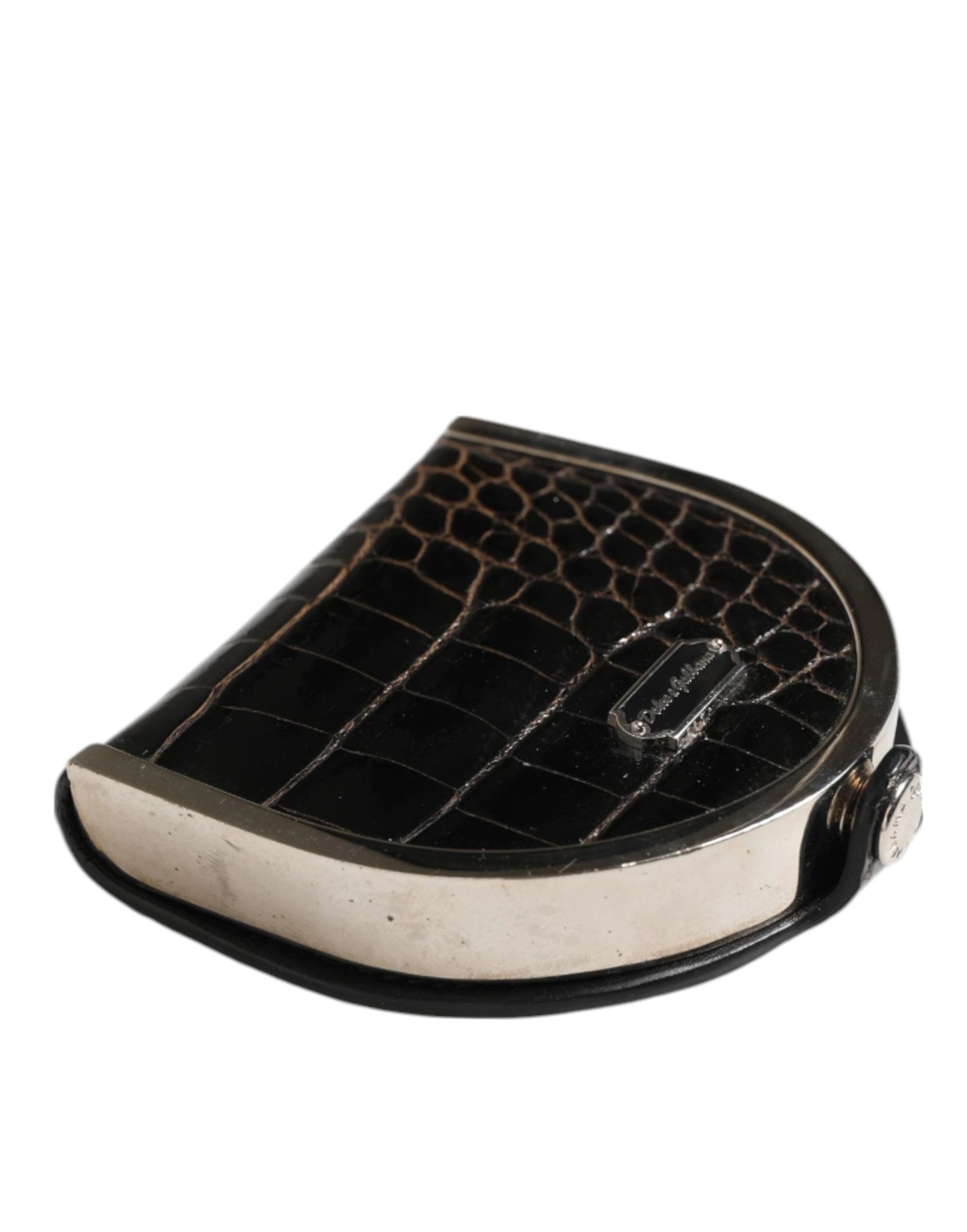 Dolce & Gabbana Black Polished Crocodile Leather Mens Coin Purse Wallet by Dolce & Gabbana