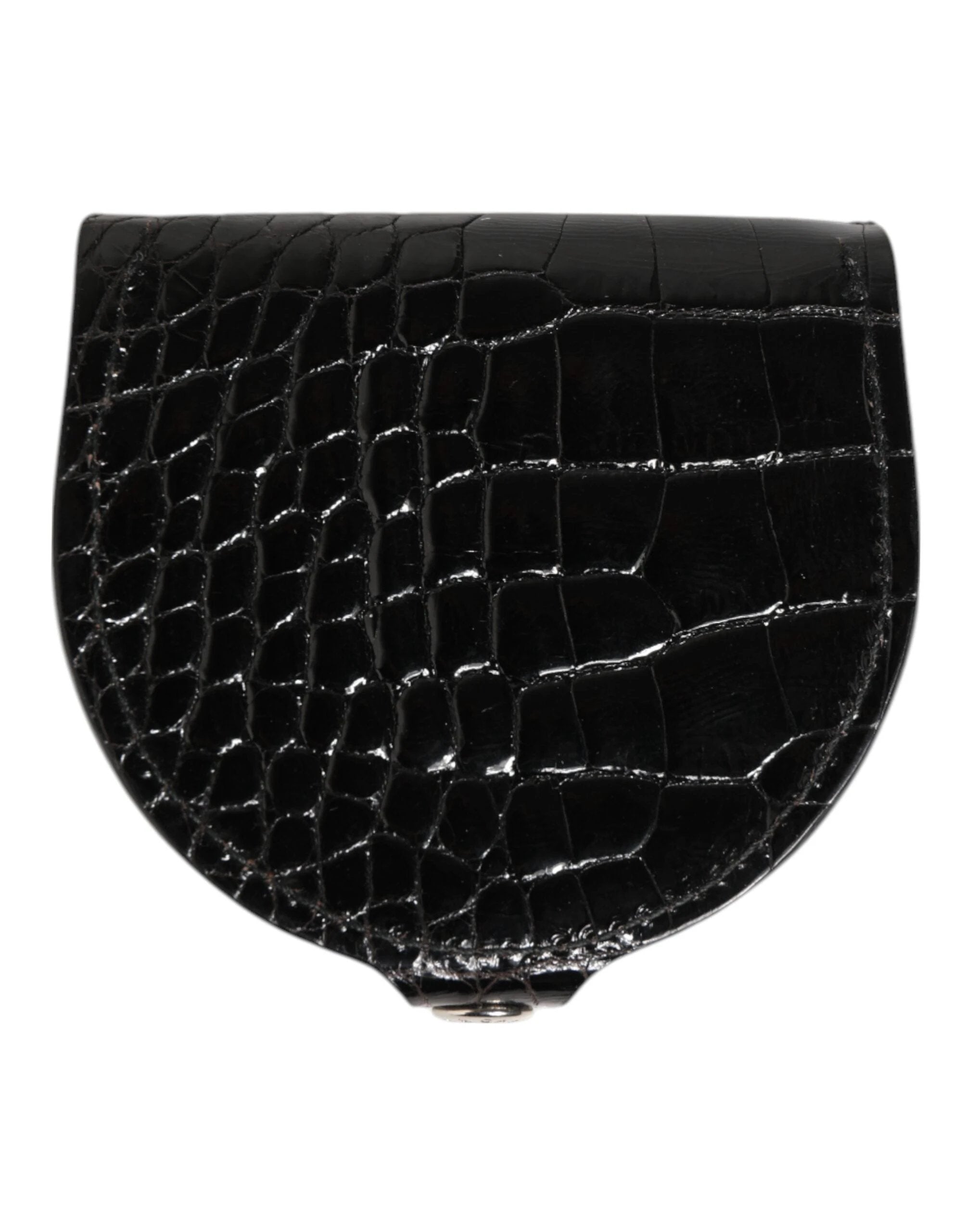 Dolce & Gabbana Black Polished Crocodile Leather Mens Coin Purse Wallet by Dolce & Gabbana