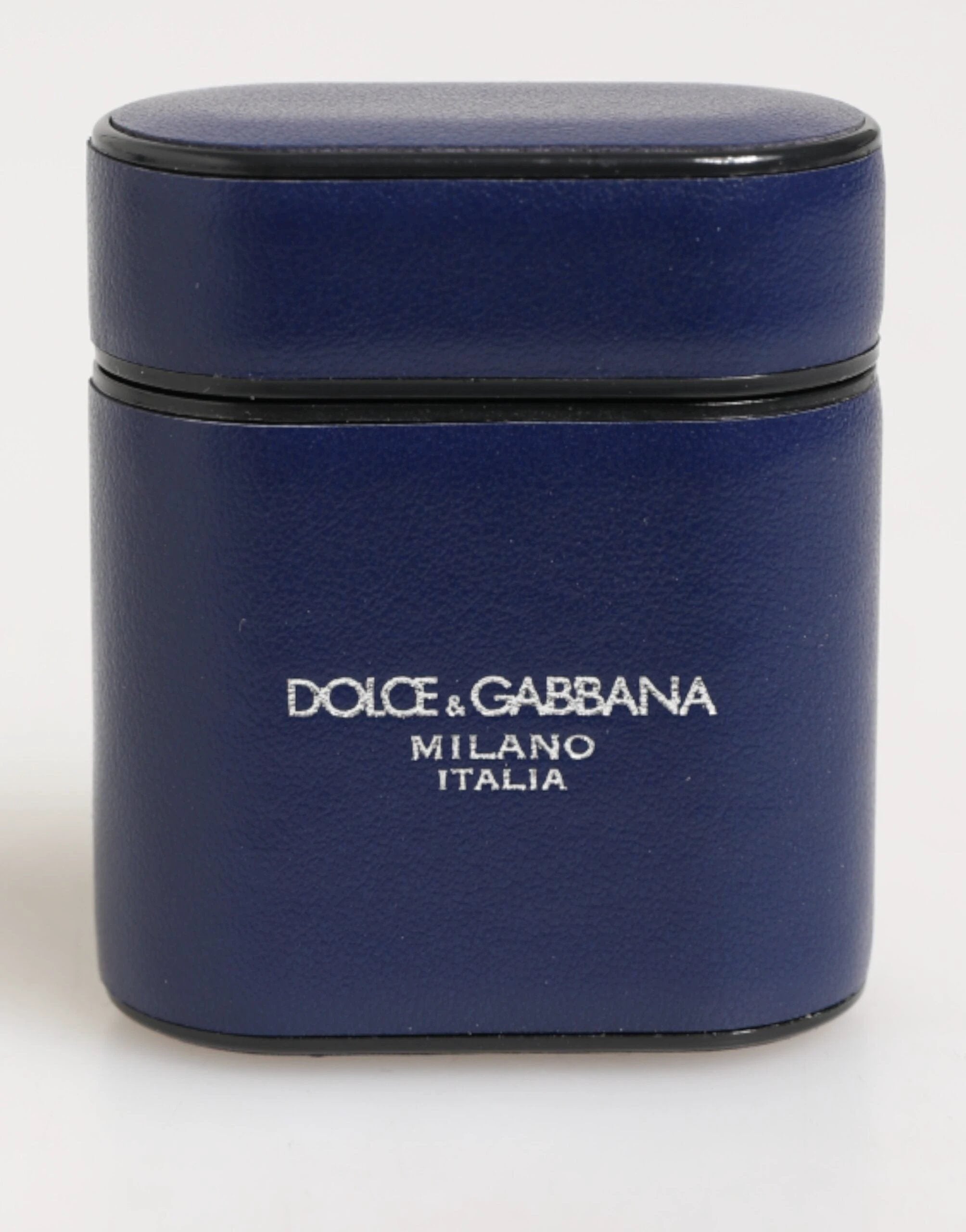 Dolce & Gabbana Blue Leather Logo Print Flip Holder Men Airpods Case by Dolce & Gabbana
