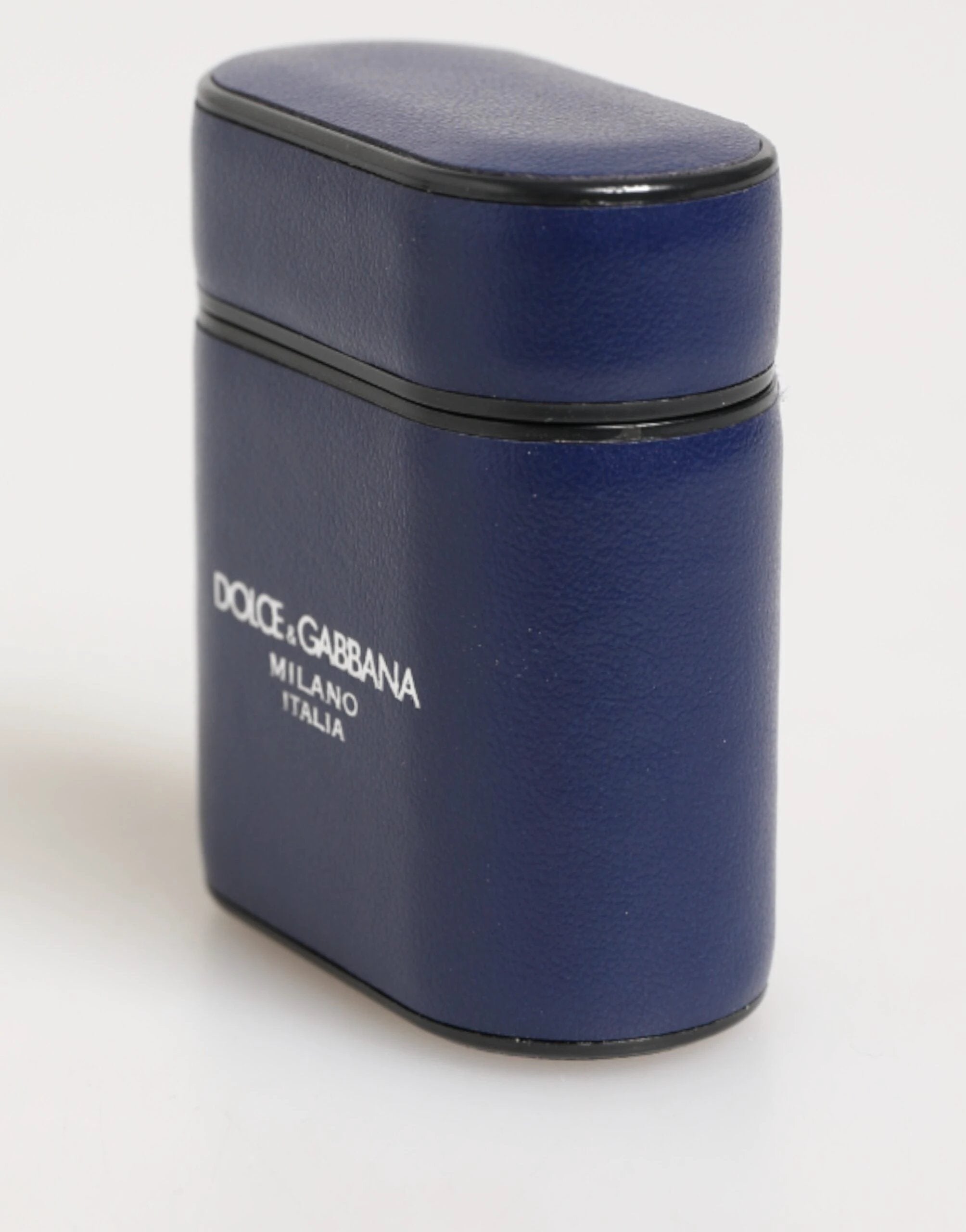 Dolce & Gabbana Blue Leather Logo Print Flip Holder Men Airpods Case by Dolce & Gabbana