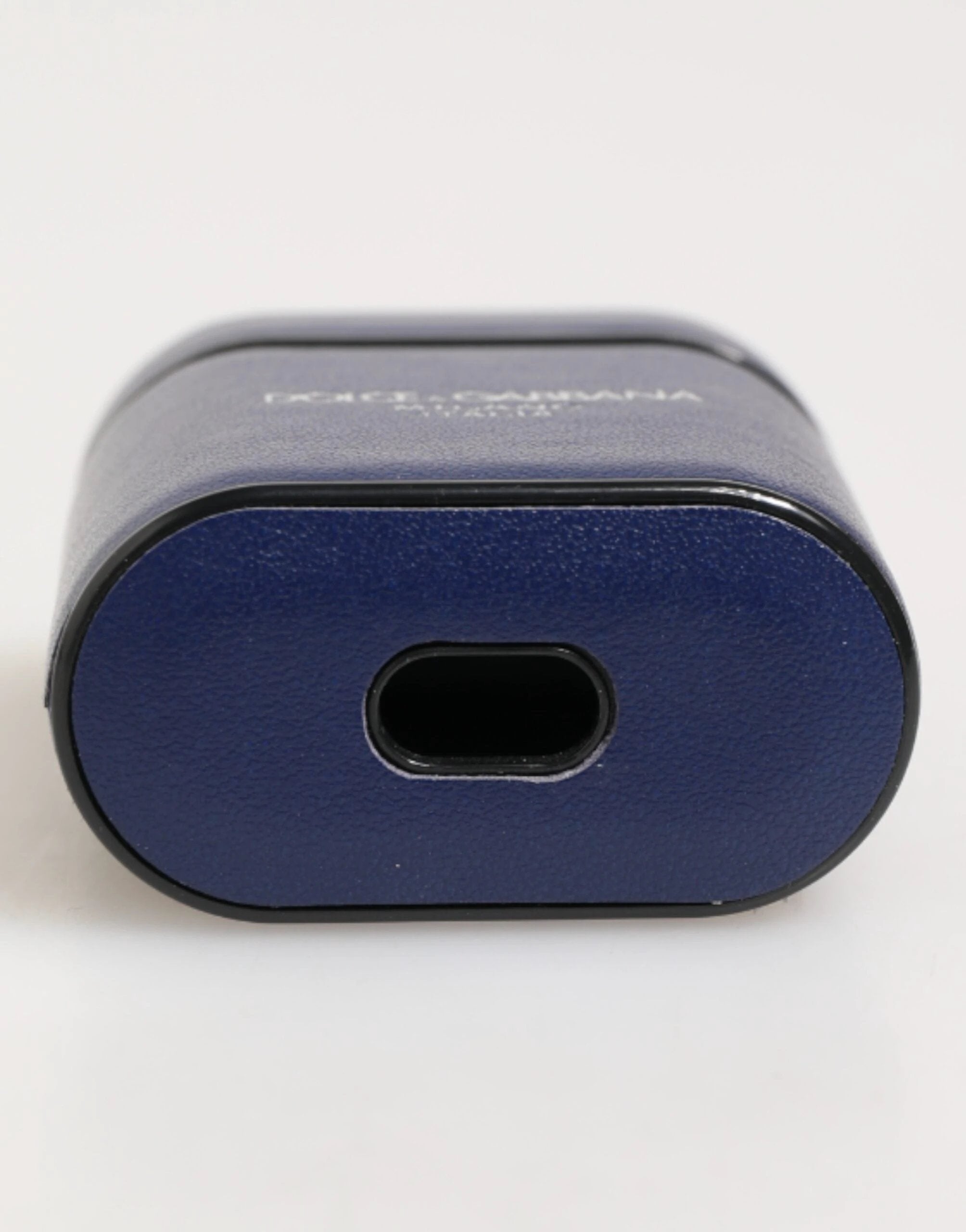 Dolce & Gabbana Blue Leather Logo Print Flip Holder Men Airpods Case by Dolce & Gabbana