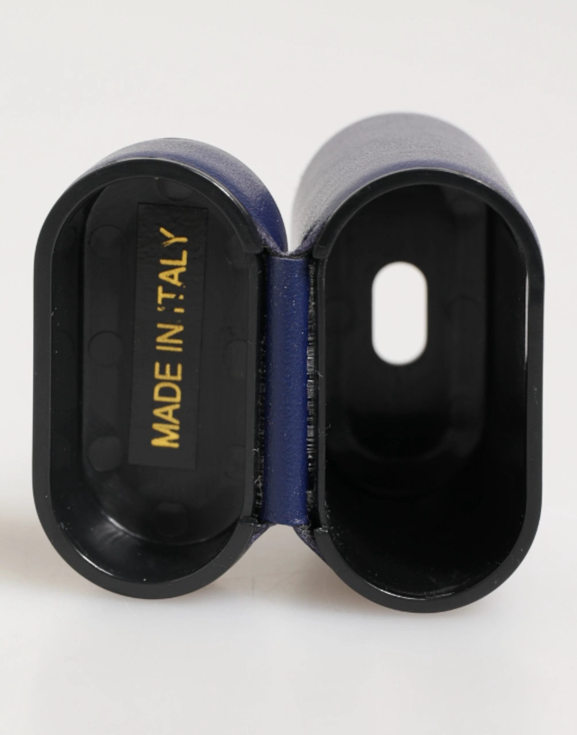 Dolce & Gabbana Blue Leather Logo Print Flip Holder Men Airpods Case by Dolce & Gabbana