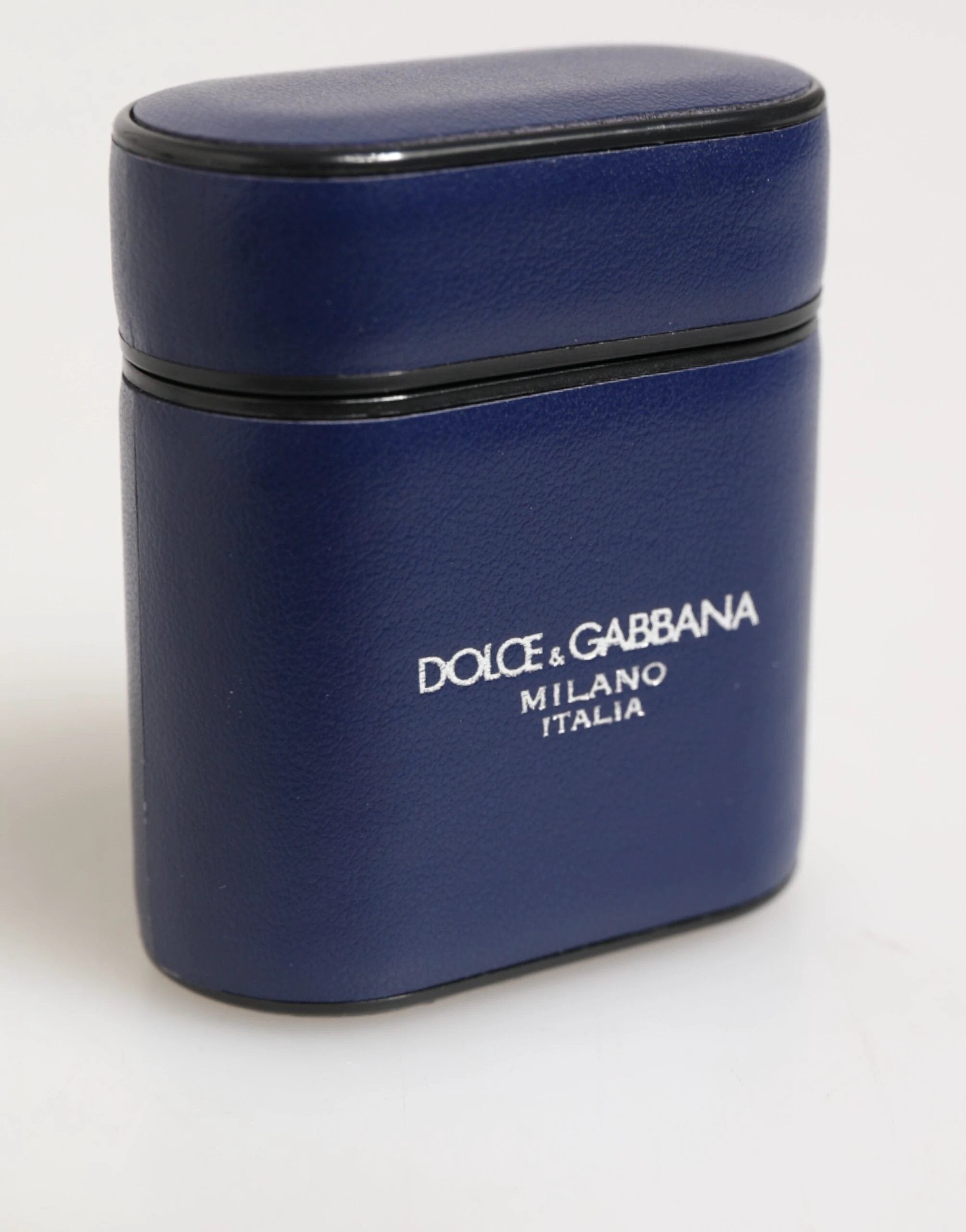 Dolce & Gabbana Blue Leather Logo Print Flip Holder Men Airpods Case by Dolce & Gabbana