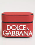 Dolce & Gabbana Red White Silicone Embossed Logo Accessory Airpods Case by Dolce & Gabbana
