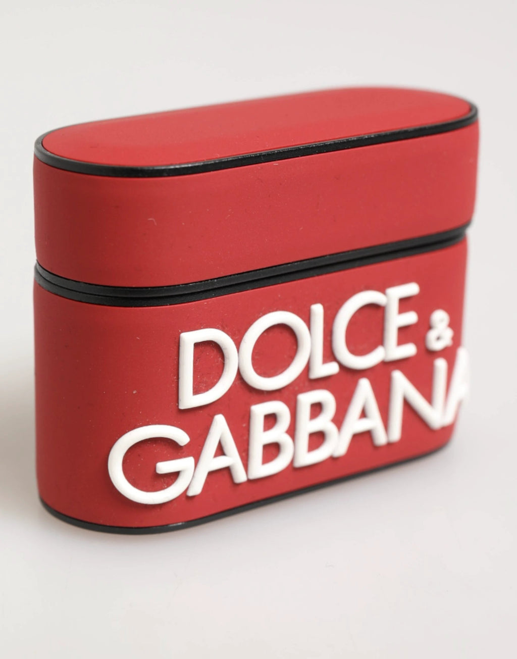 Dolce & Gabbana Red White Silicone Embossed Logo Accessory Airpods Case by Dolce & Gabbana