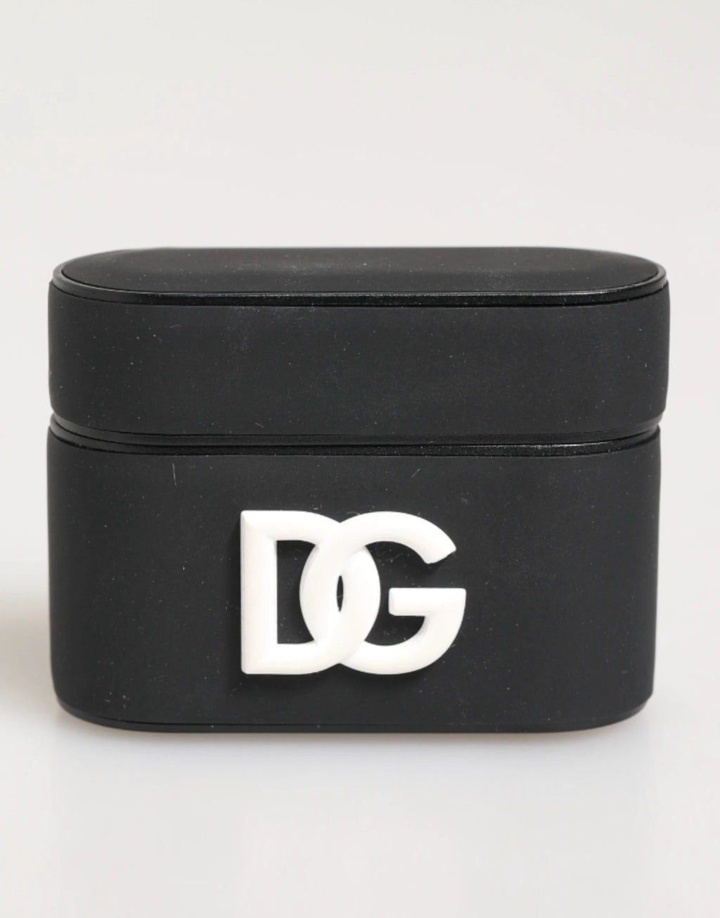 Dolce & Gabbana Black White Rubber Embossed Logo Accessory Airpods Case by Dolce & Gabbana