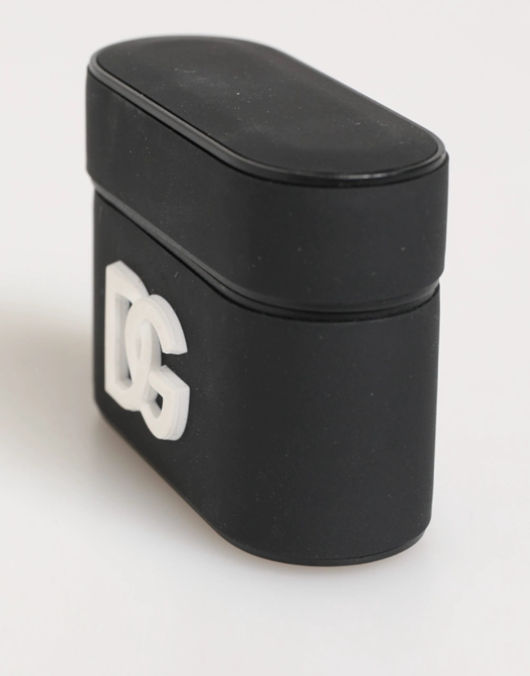 Dolce & Gabbana Black White Rubber Embossed Logo Accessory Airpods Case by Dolce & Gabbana