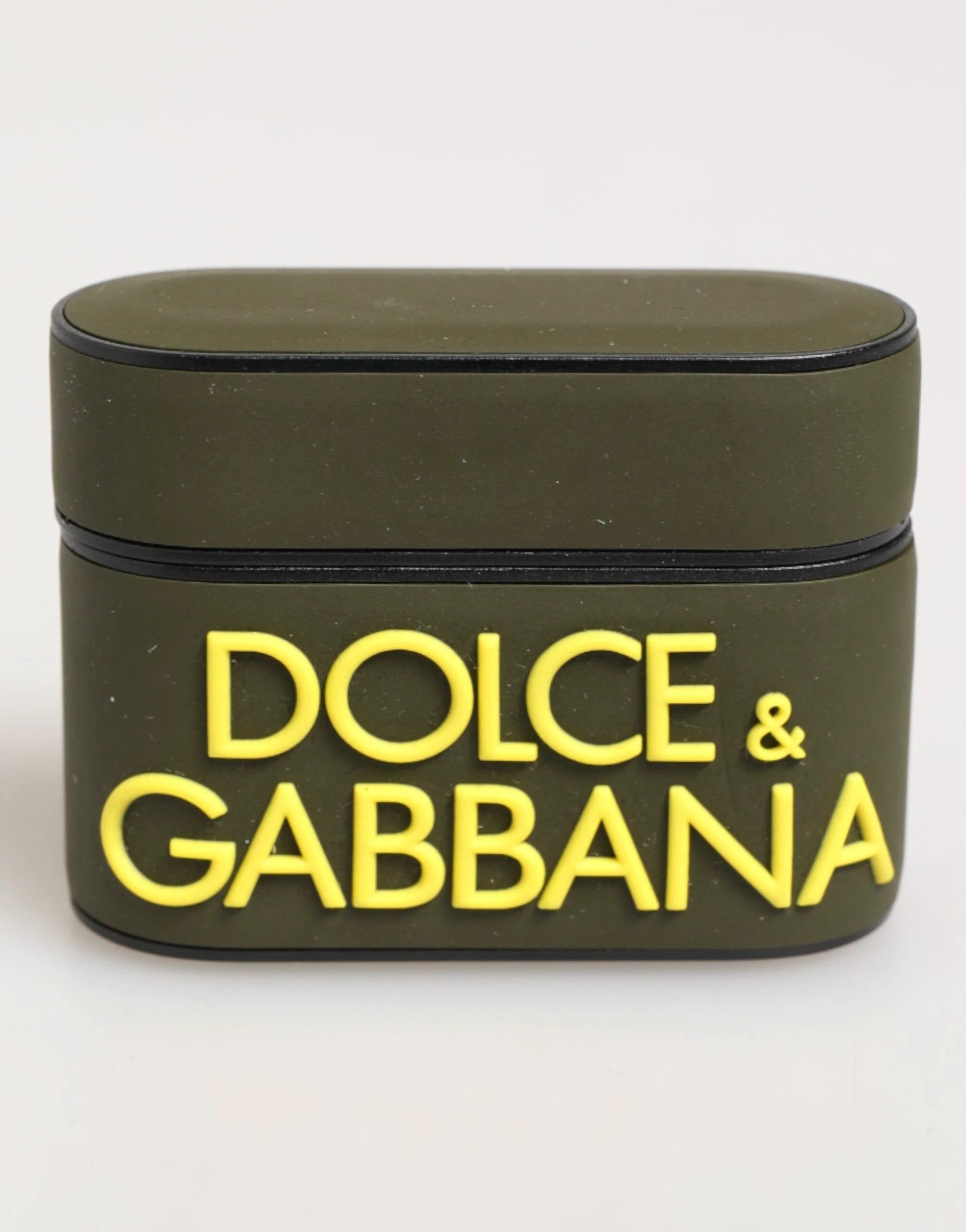 Dolce & Gabbana Army Green Rubber Logo Embossed Accessory Airpods Case by Dolce & Gabbana