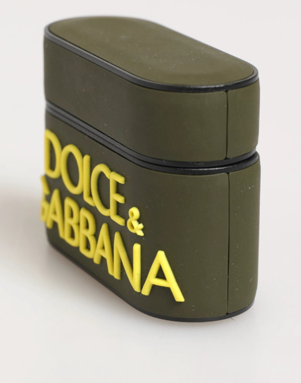 Dolce & Gabbana Army Green Rubber Logo Embossed Accessory Airpods Case by Dolce & Gabbana