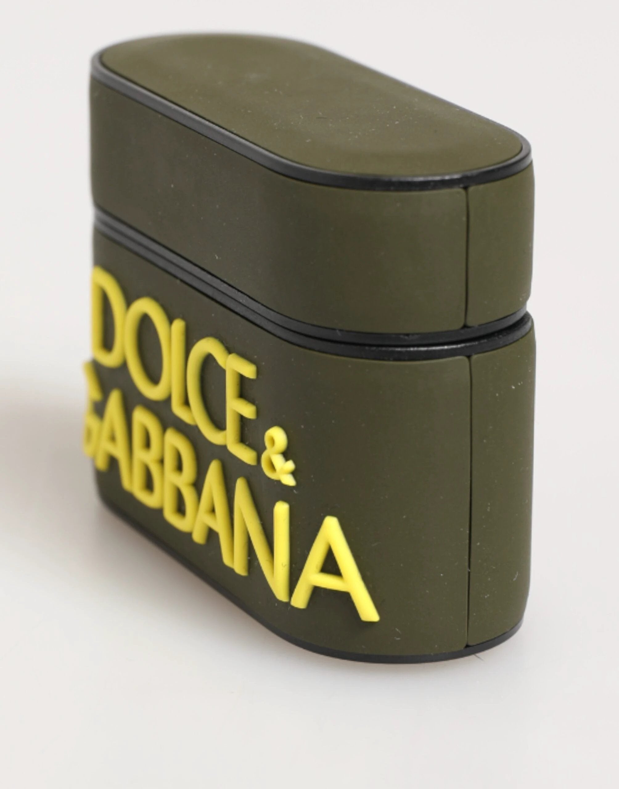 Dolce & Gabbana Army Green Rubber Logo Embossed Accessory Airpods Case by Dolce & Gabbana