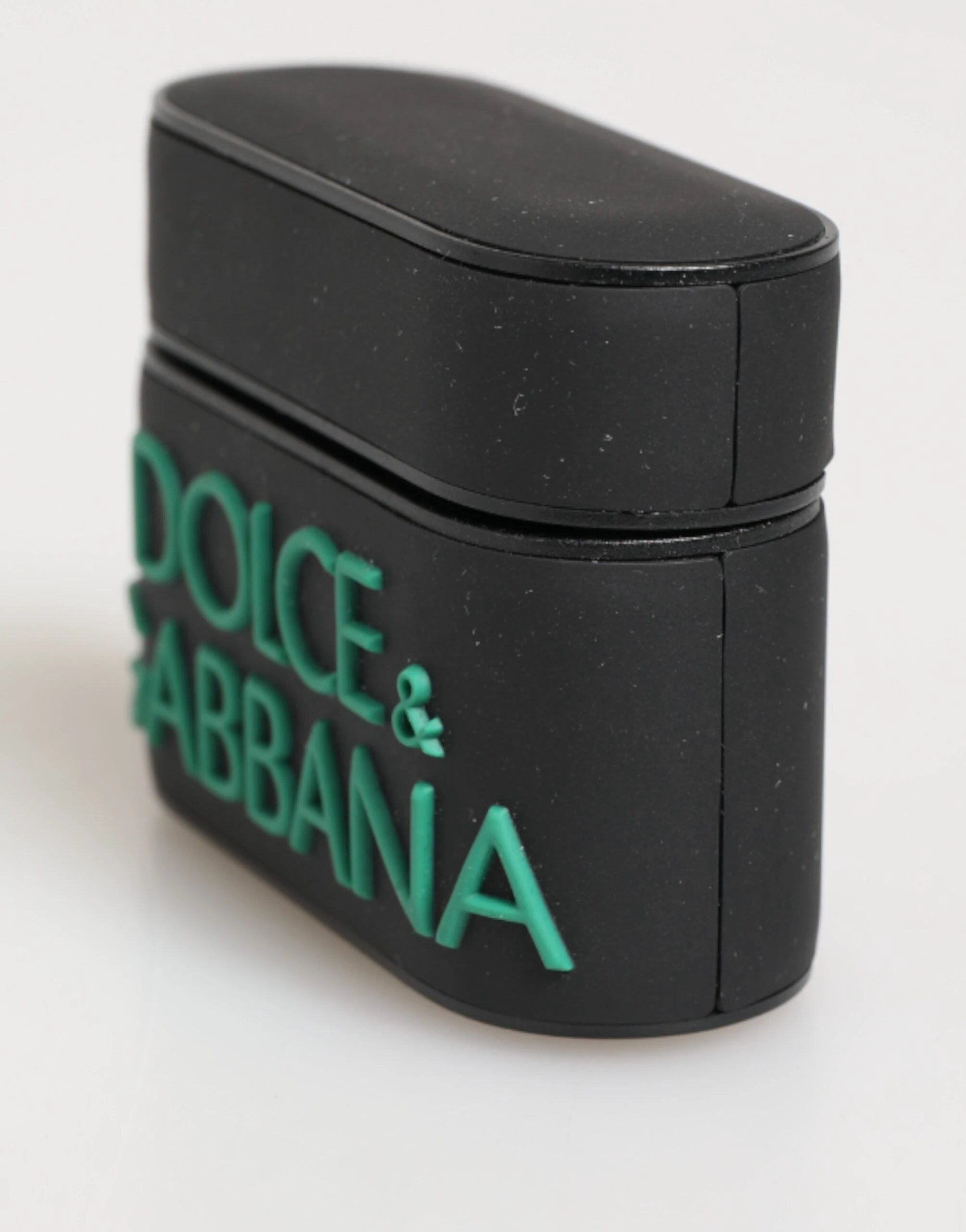 Dolce & Gabbana Black Mint Rubber Logo Embossed Accessory Airpods Case by Dolce & Gabbana