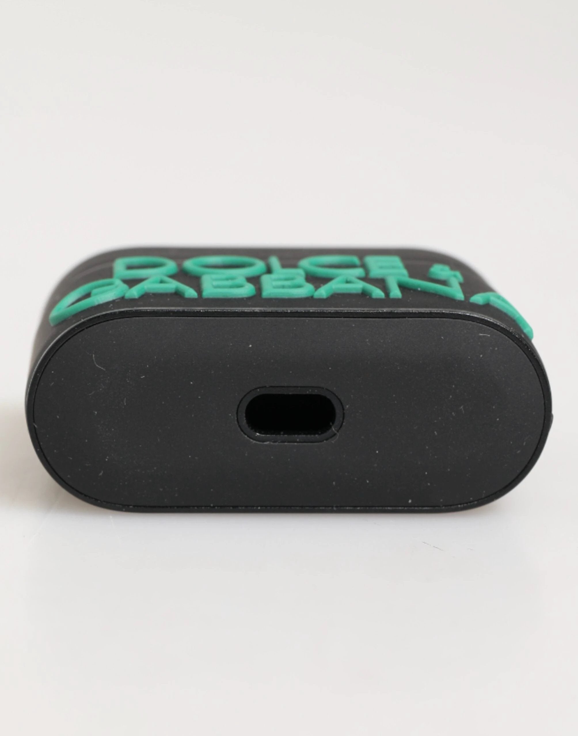 Dolce & Gabbana Black Mint Rubber Logo Embossed Accessory Airpods Case by Dolce & Gabbana