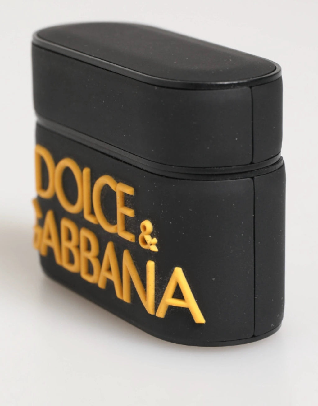 Dolce & Gabbana Black Yellow Rubber Logo Embossed Accessory Airpods Case by Dolce & Gabbana