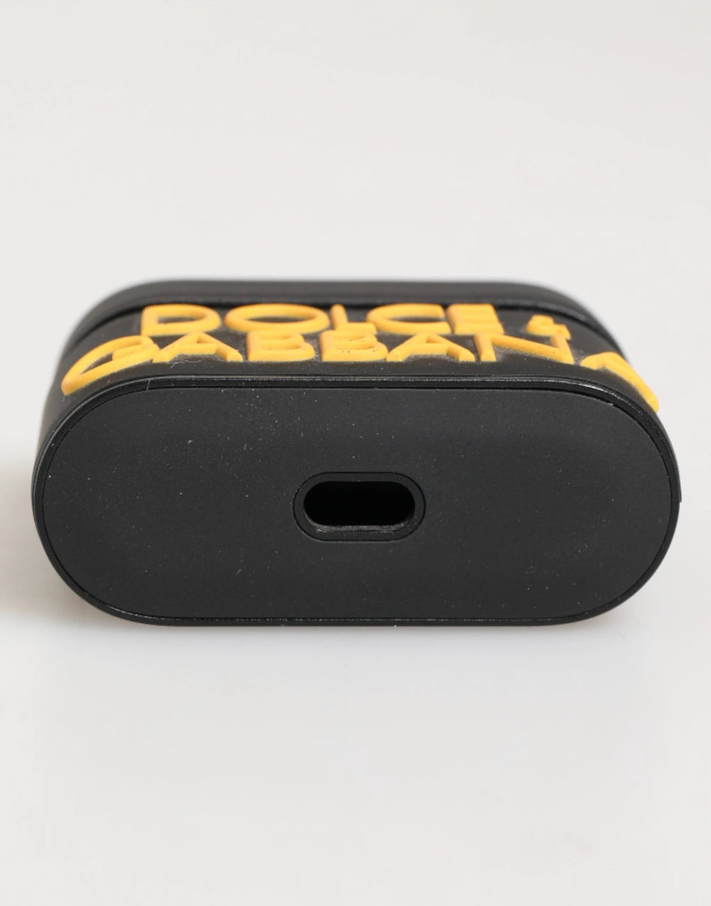 Dolce & Gabbana Black Yellow Rubber Logo Embossed Accessory Airpods Case by Dolce & Gabbana