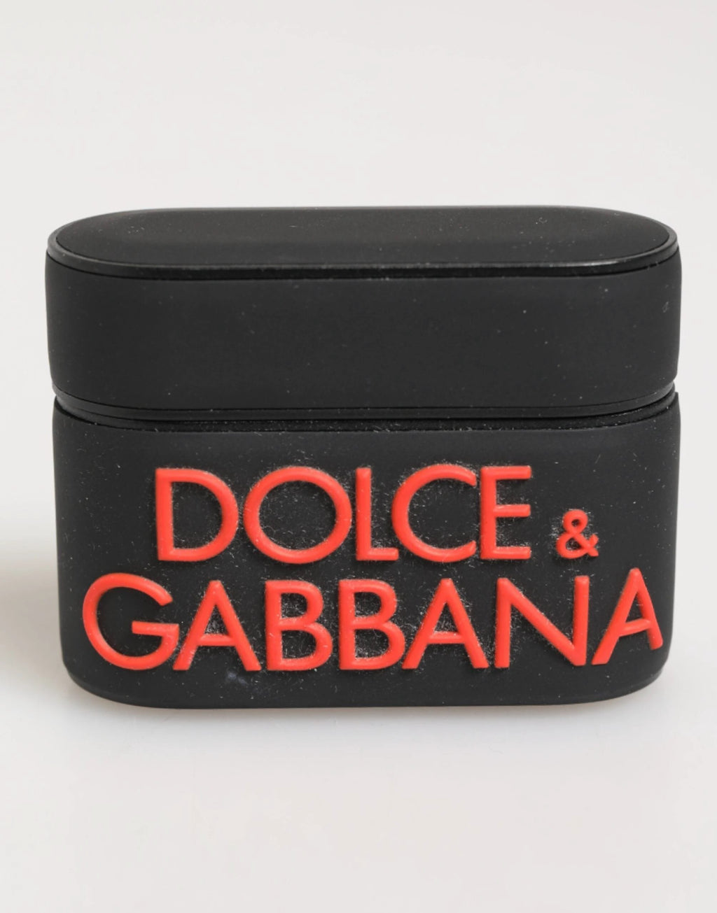 Dolce & Gabbana Black Orange Rubber Logo Embossed Accessory Airpods Case by Dolce & Gabbana