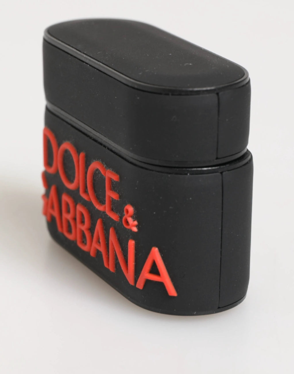 Dolce & Gabbana Black Orange Rubber Logo Embossed Accessory Airpods Case by Dolce & Gabbana