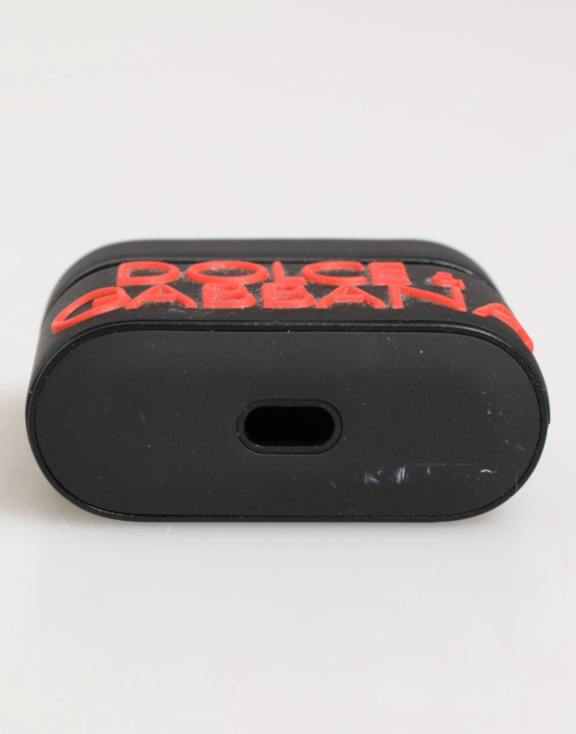 Dolce & Gabbana Black Orange Rubber Logo Embossed Accessory Airpods Case by Dolce & Gabbana