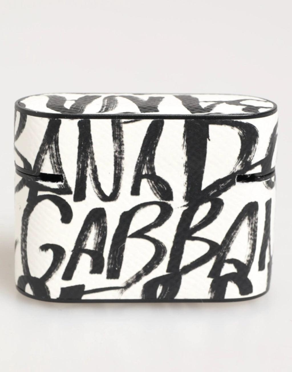 Dolce & Gabbana Black White Leather Monogram Print Logo Holder Airpods Case by Dolce & Gabbana