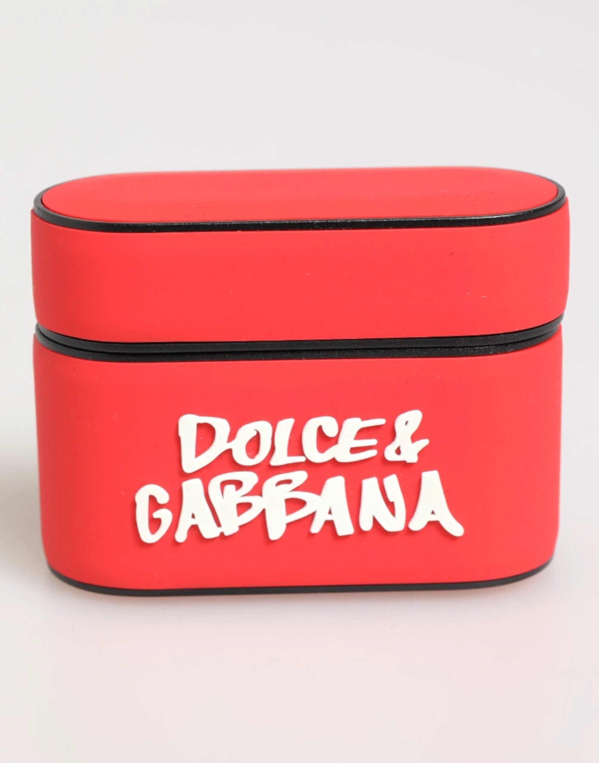 Dolce & Gabbana Red PVC DG Logo Embossed Men Flip Holder Airpods Case by Dolce & Gabbana