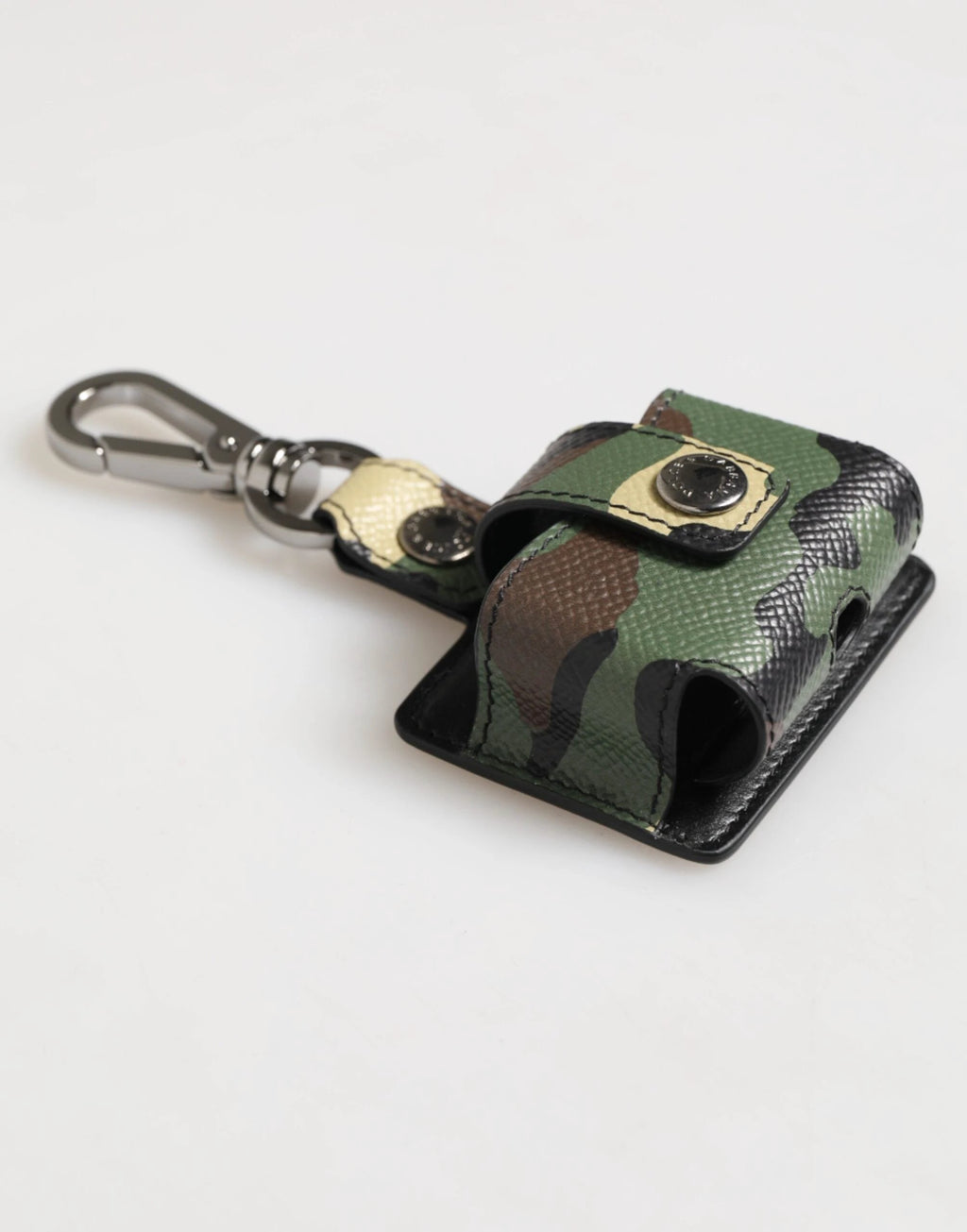 Dolce & Gabbana Multicolor Camouflage Leather Metal Accessory Airpods Case by Dolce & Gabbana