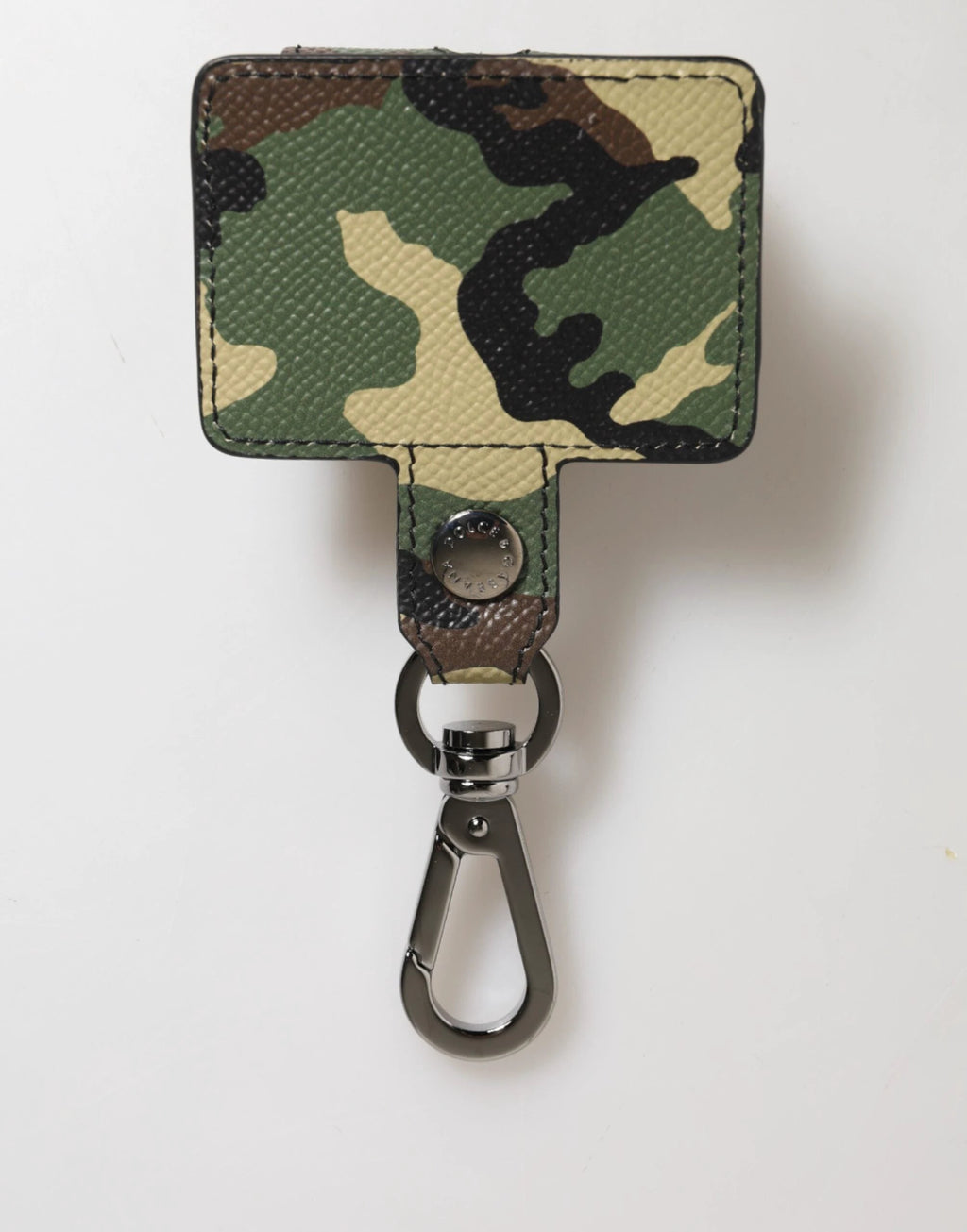 Dolce & Gabbana Multicolor Camouflage Leather Metal Accessory Airpods Case by Dolce & Gabbana