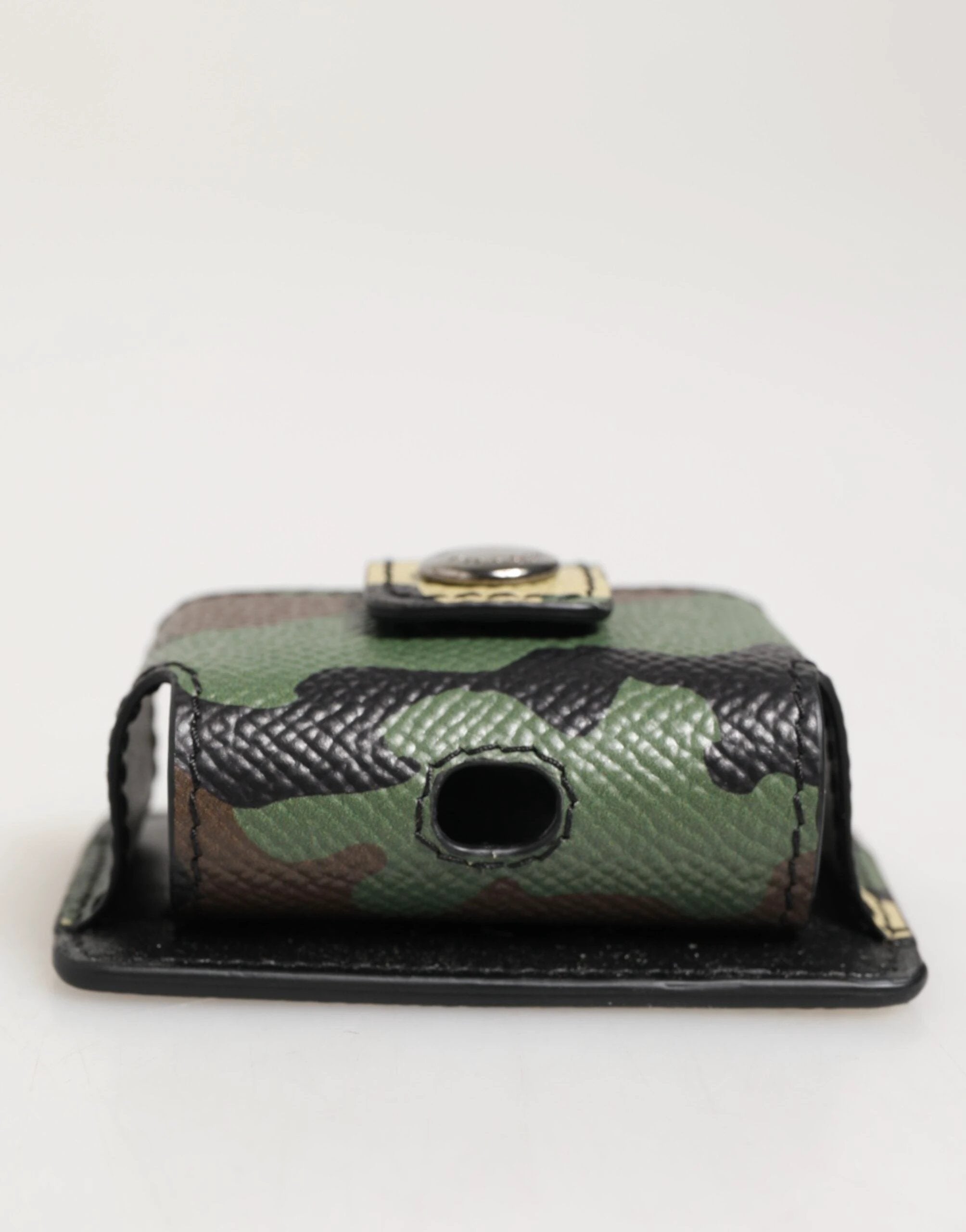 Dolce & Gabbana Multicolor Camouflage Leather Metal Accessory Airpods Case by Dolce & Gabbana