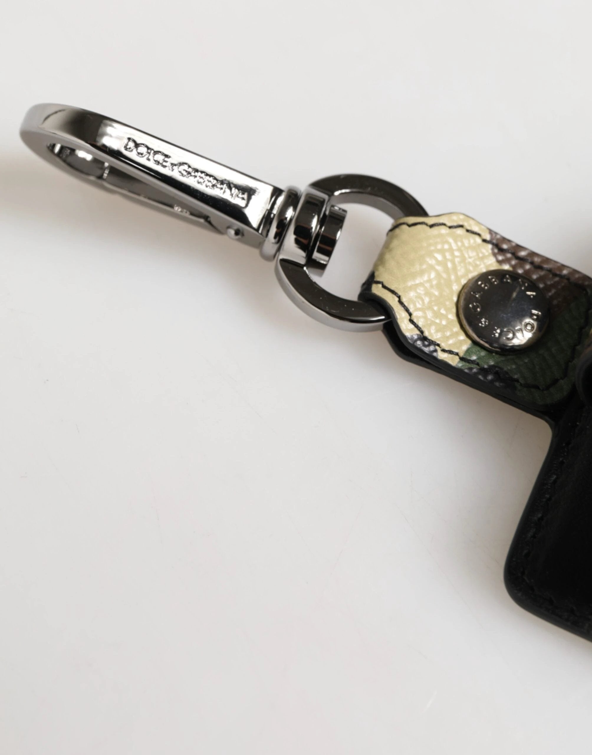 Dolce & Gabbana Multicolor Camouflage Leather Metal Accessory Airpods Case by Dolce & Gabbana