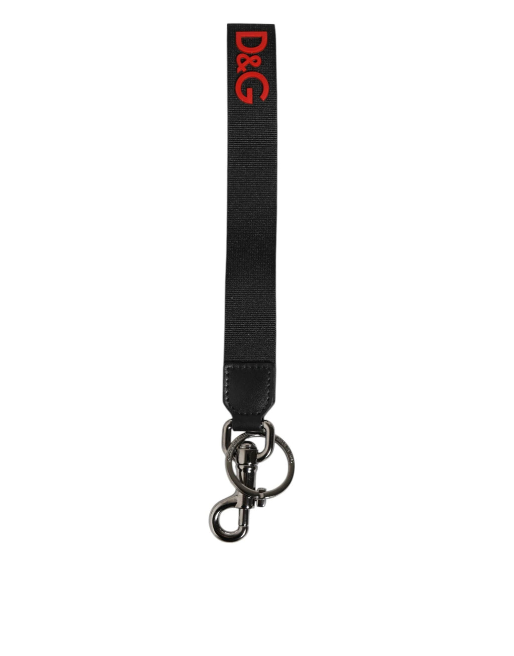 Dolce & Gabbana Black Red Logo Polyester Brass Holder Keychain Keyring by Dolce & Gabbana