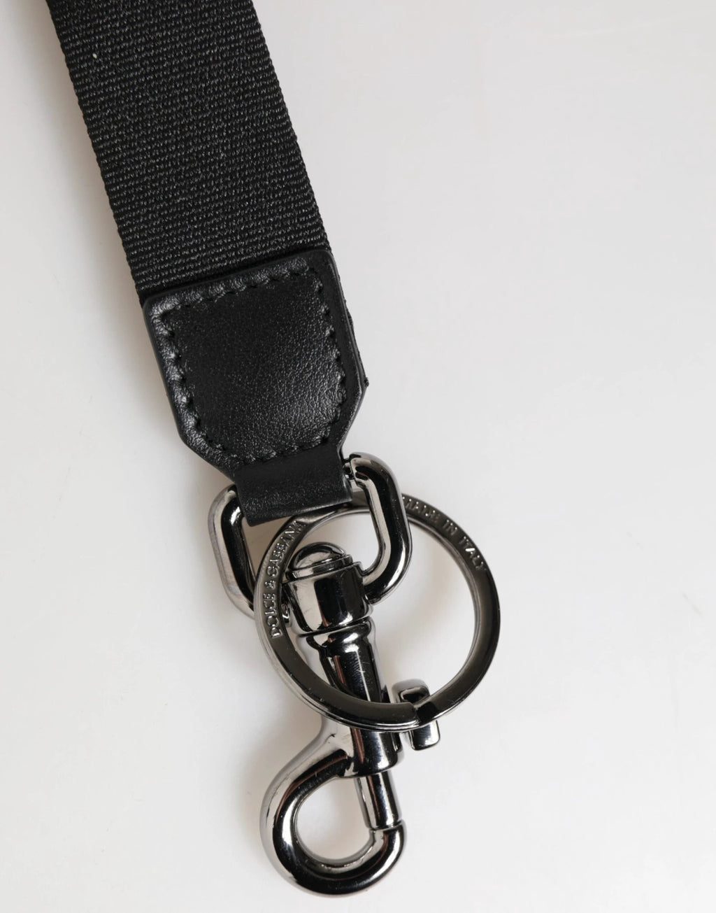 Dolce & Gabbana Black Red Logo Polyester Brass Holder Keychain Keyring by Dolce & Gabbana